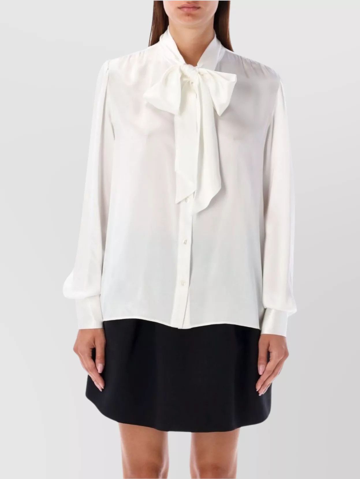 Alessandra Rich o1s22i1n0225 Lavalliã¨re Collar Blouse in White Size M / US 6-8 / IT 42-44 - 1 Thumbnail
