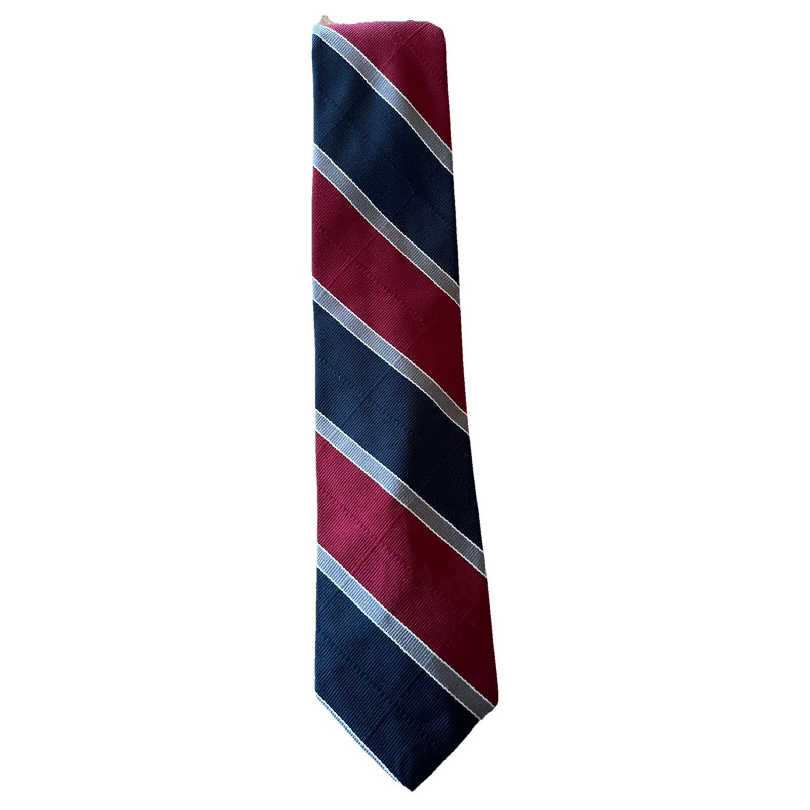 Other Vintage Pride of England Tie Striped Burgundy Poly Necktie Size ONE SIZE - 1 Thumbnail