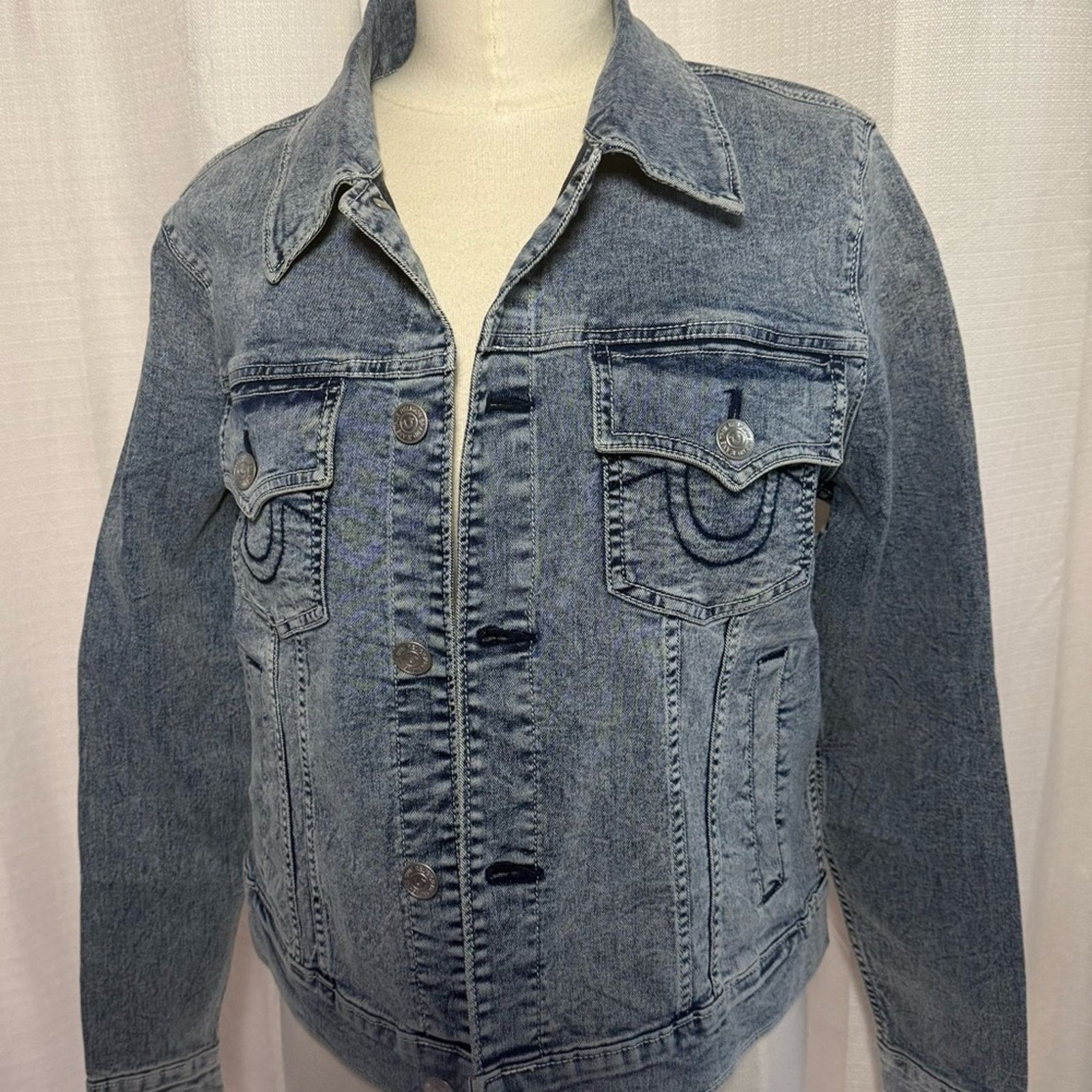 True Religion True Religion Light Blue Jean Jacket Size XL / US 12-14 / IT 48-50 - 1 Thumbnail
