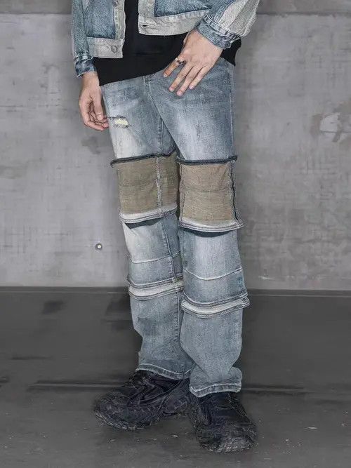 VIBE Vintage washed deconstructed patchwork rare jeans Size US 32 / EU 48 - 6 Thumbnail