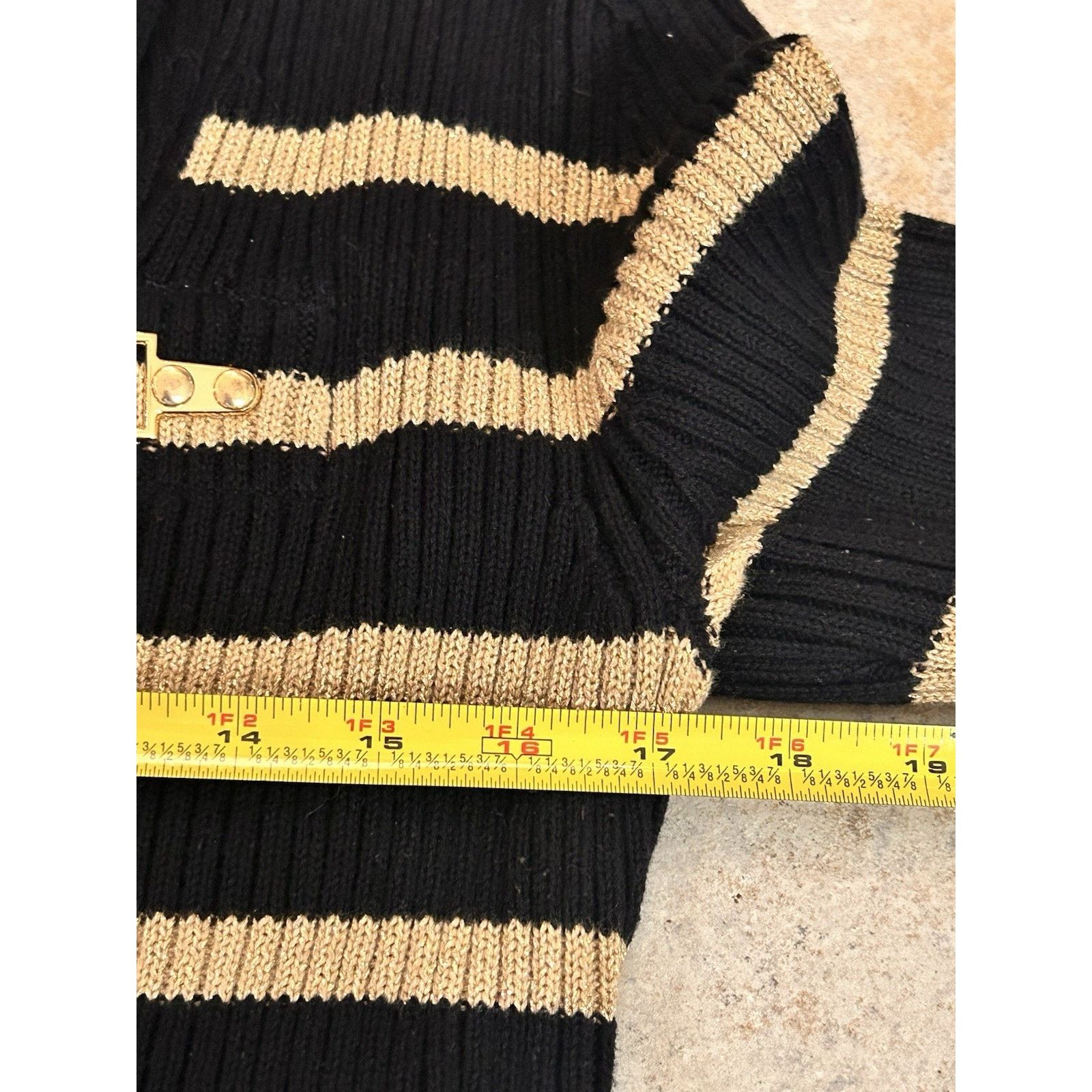 Ralph Lauren Ralph Lauren Ribbed Sweater Women’s L Blck Gold Cotton Vntg Size L / US 10 / IT 46 - 4 Thumbnail