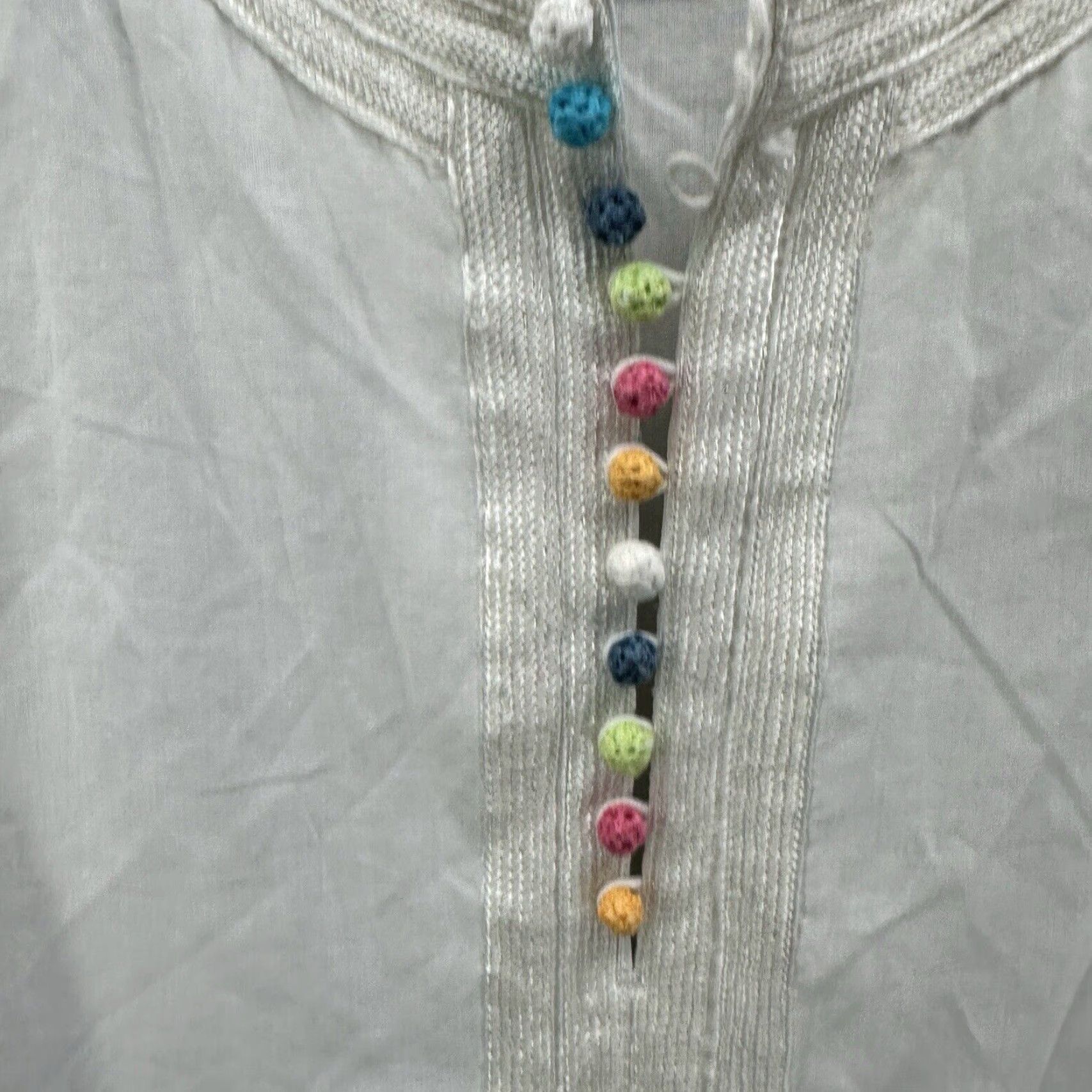 Vintage Roberta Roller Rabbit Shirt Dress Womens M Ivory Bohemian Casual Beach Festival 90s Style Size M / US 6-8 / IT 42-44 - 7 Thumbnail
