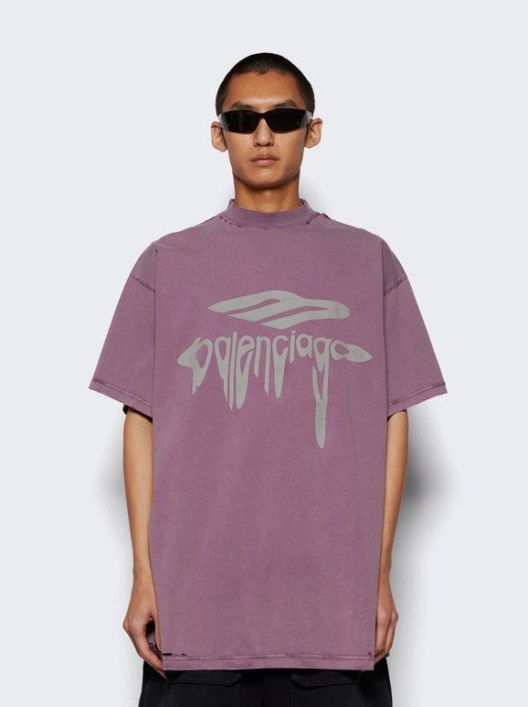 Balenciaga o1w1db10126 3B Liquefied Oversized T-Shirt in Pink Size US M / EU 48-50 / 2 - 2 Thumbnail