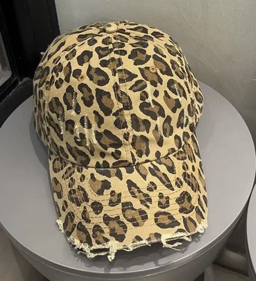 Other Retro punk vintage leopard distressed raw cap hat Size ONE SIZE - 5 Thumbnail