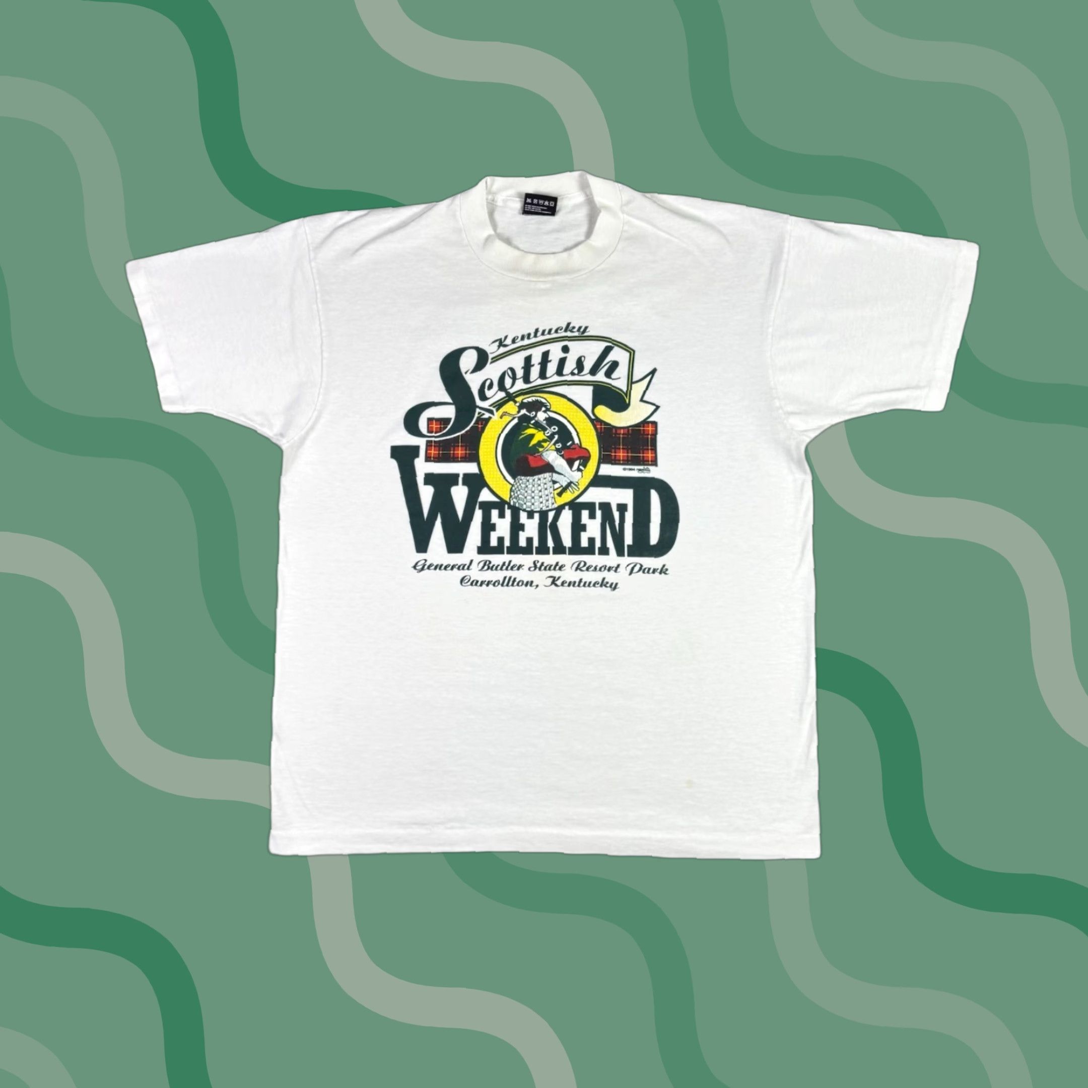 Fruit Of The Loom VINTAGE Kentucky Scottish Weekend T Shirt Promo Art Single Stitch L White 90s Fruit of the Loom Mens Size US L / EU 52-54 / 3 - 1 Thumbnail
