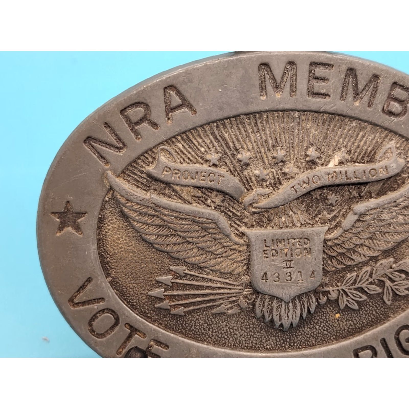 Vintage VINTAGE NRA Limited Edition Gray Belt Buckle 3.5" Mens Size ONE SIZE - 2 Thumbnail