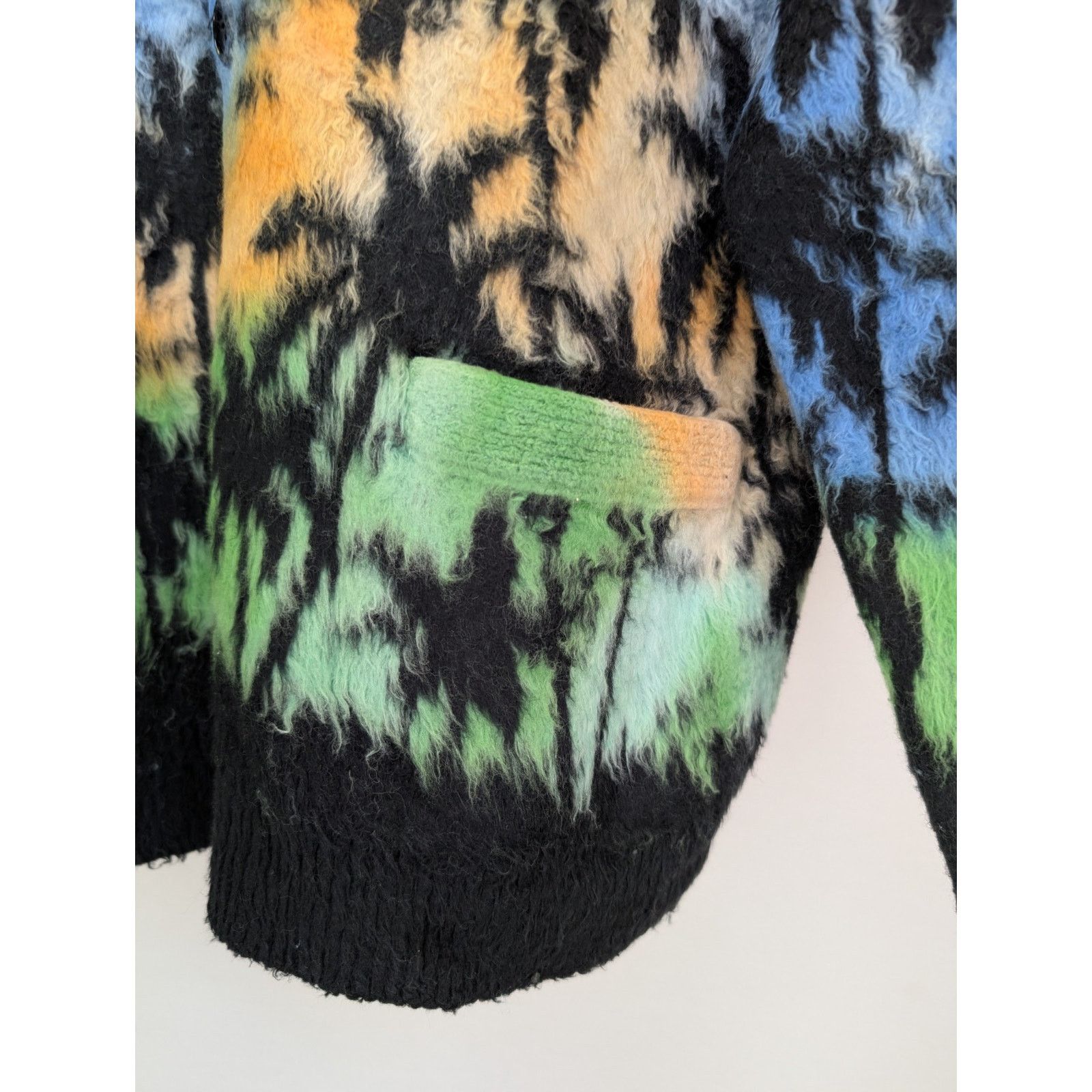 Celine o1rshd1 Blue Palm Printed Cotton Blend Cardigan Sweater Size US M / EU 48-50 / 2 - 8 Thumbnail