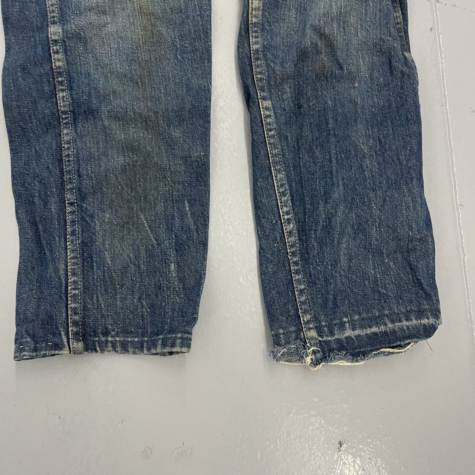 Other Vintage 60s Blue Denim Slim Leg Workwear Jeans 24x27 Size 24" / US 00 / IT 34 - 2 Thumbnail