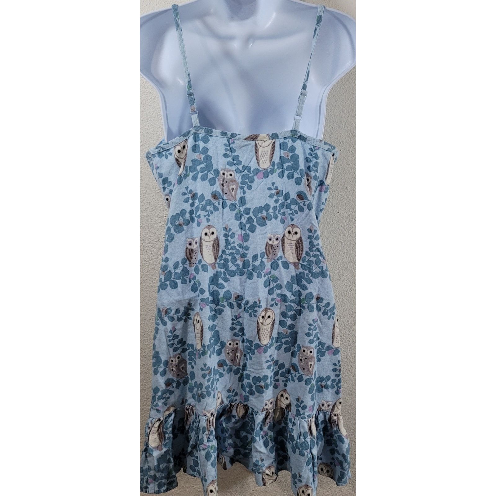 Other Echo Light Blue Owl Print Spaghetti Strap Sleepwear Medium Size M / US 6-8 / IT 42-44 - 2 Thumbnail