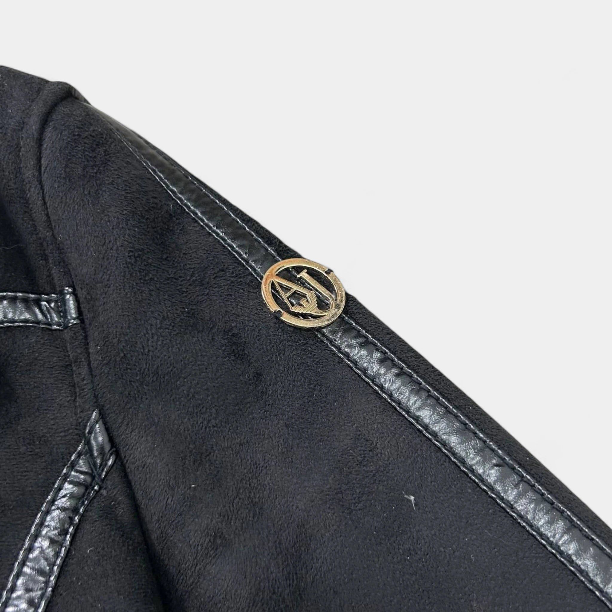 Armani Armani Jeans 2000's Black Faux Suede & Faux Fur Moto Jacket Size US S / EU 44-46 / 1 - 3 Thumbnail