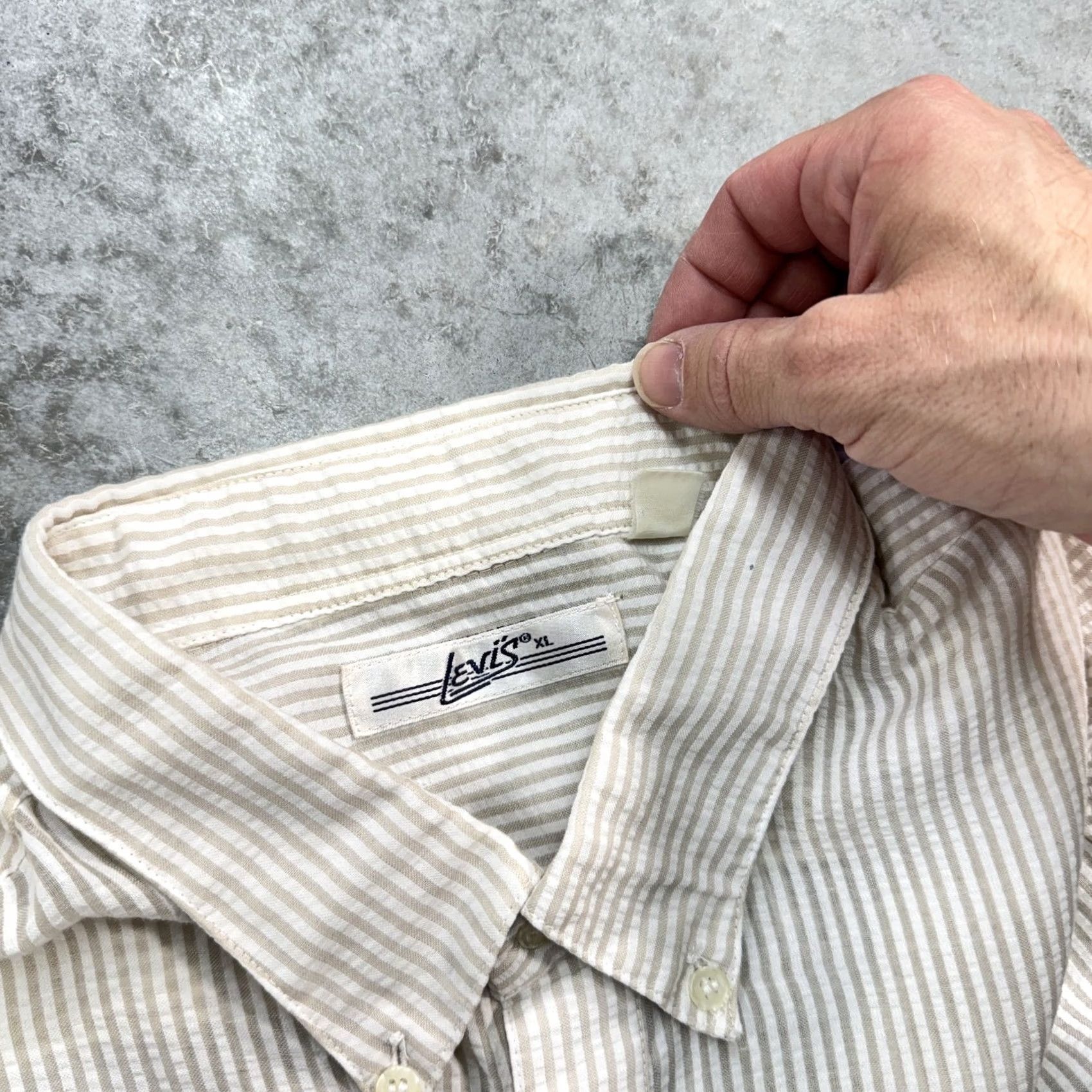 Levi's VINTAGE Levis Shirt Mens XL Beige White Striped Button-Down Cowboy Embroidered Western Size US XL / EU 56 / 4 - 4 Thumbnail
