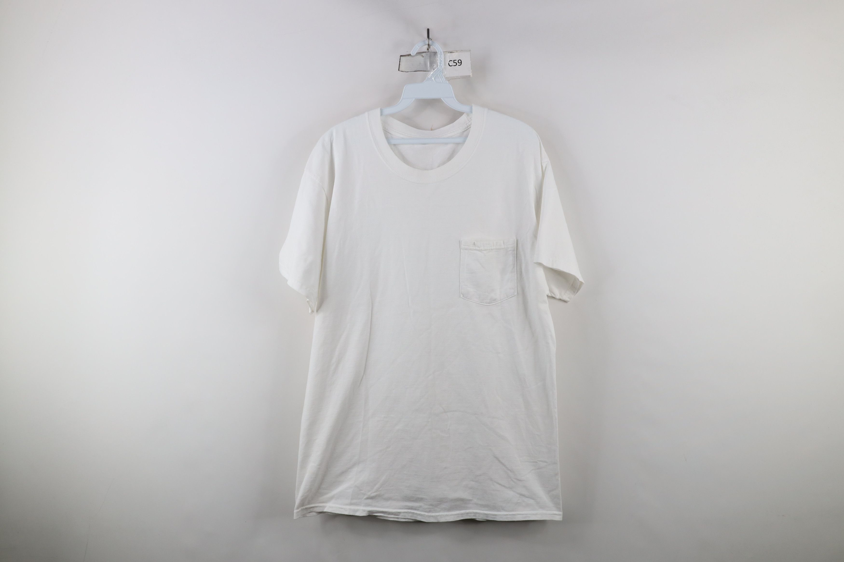 Vintage Vintage 90s Streetwear Heavyweight T-Shirt White Cotton Size US L / EU 52-54 / 3 - 1 Thumbnail