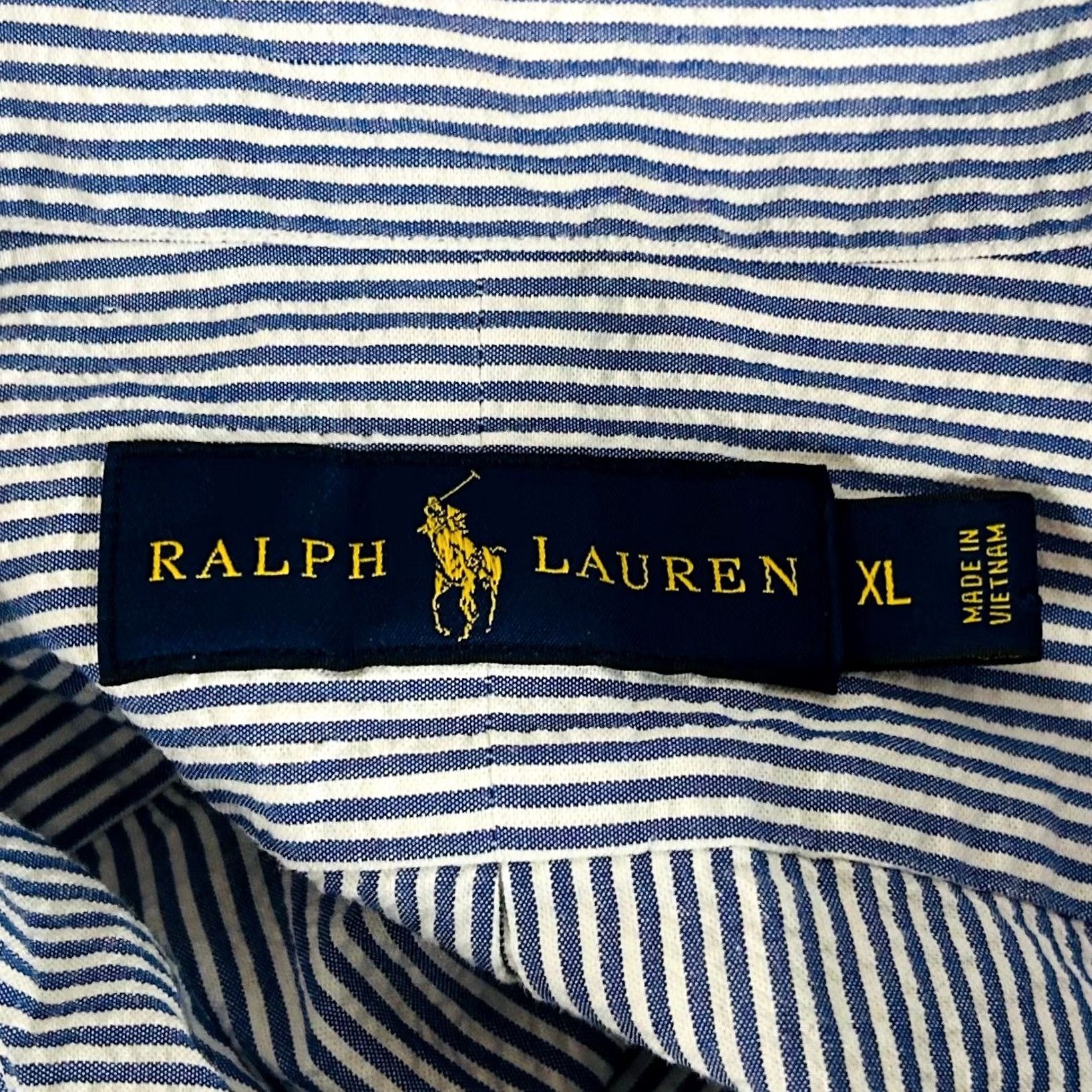 Polo Ralph Lauren Ralph Lauren Mens XL Blue White Striped Seersucker Cotton Button Down Shirt Size US XL / EU 56 / 4 - 3 Thumbnail