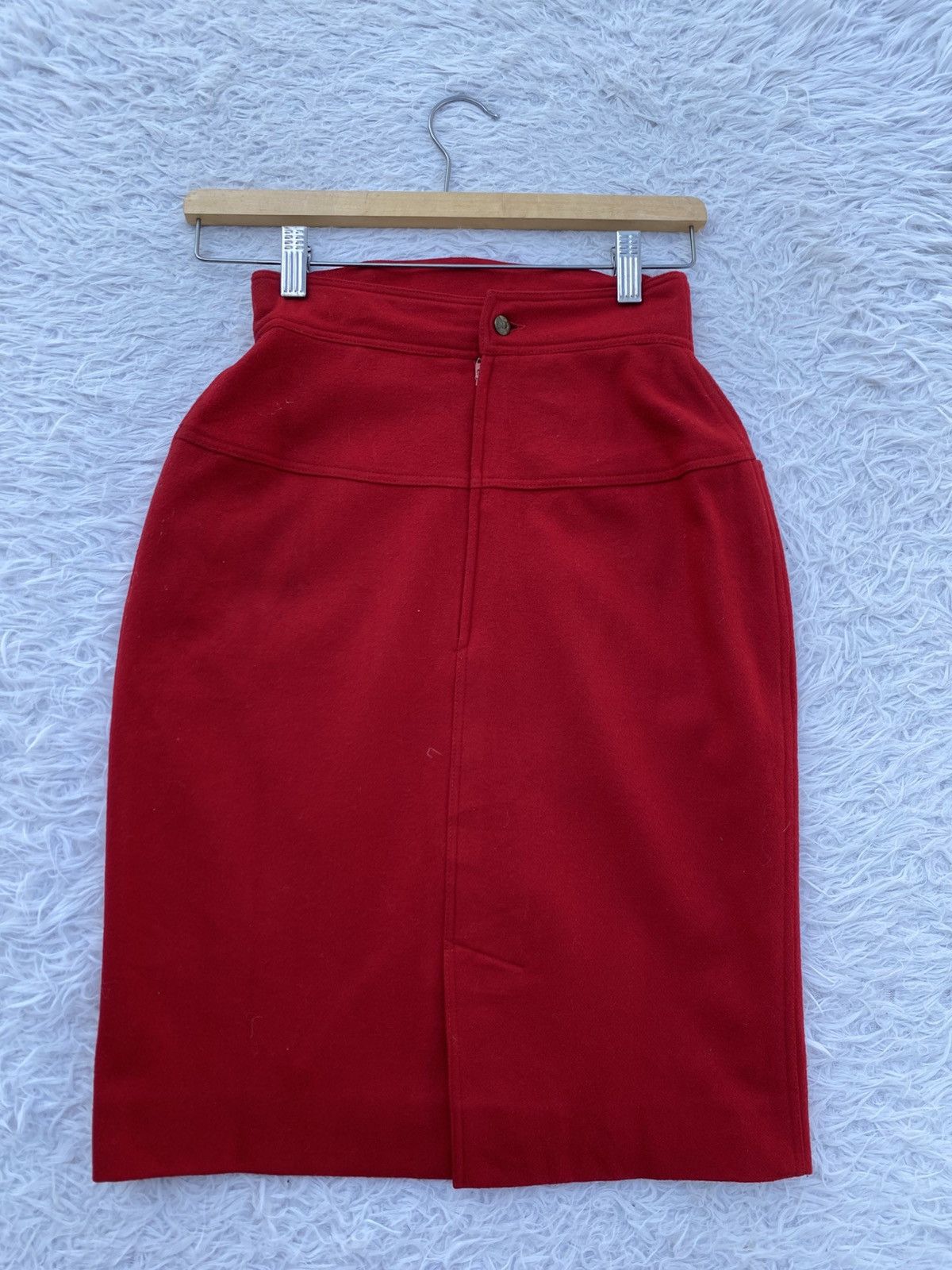 Fendi Rare Vintage 70s FENDI Red Wool Skirt Size 23" - 4 Thumbnail