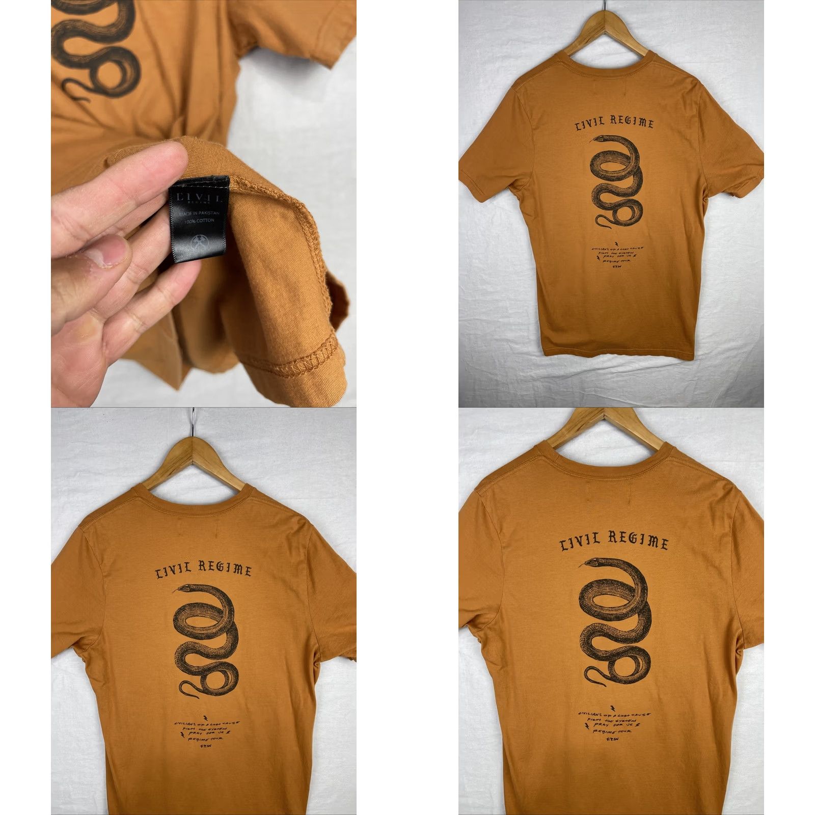 Vintage Civil Regime Shirt Mens XL Brown Snake Short Sleeve Tee Size US XL / EU 56 / 4 - 9 Thumbnail