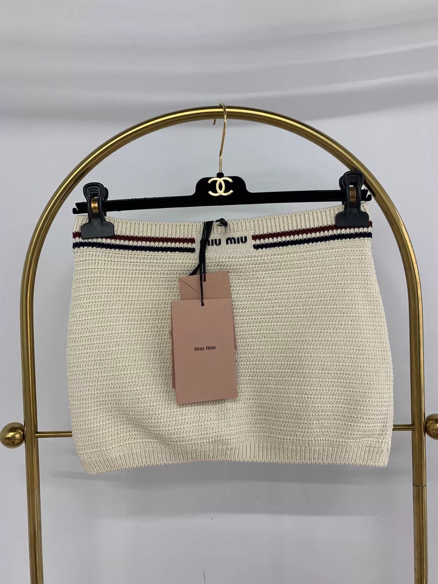 Miu Miu MIU MIU beige knit skirt 36 new with tags Size 25" / US 0 / IT 36 - 1 Thumbnail