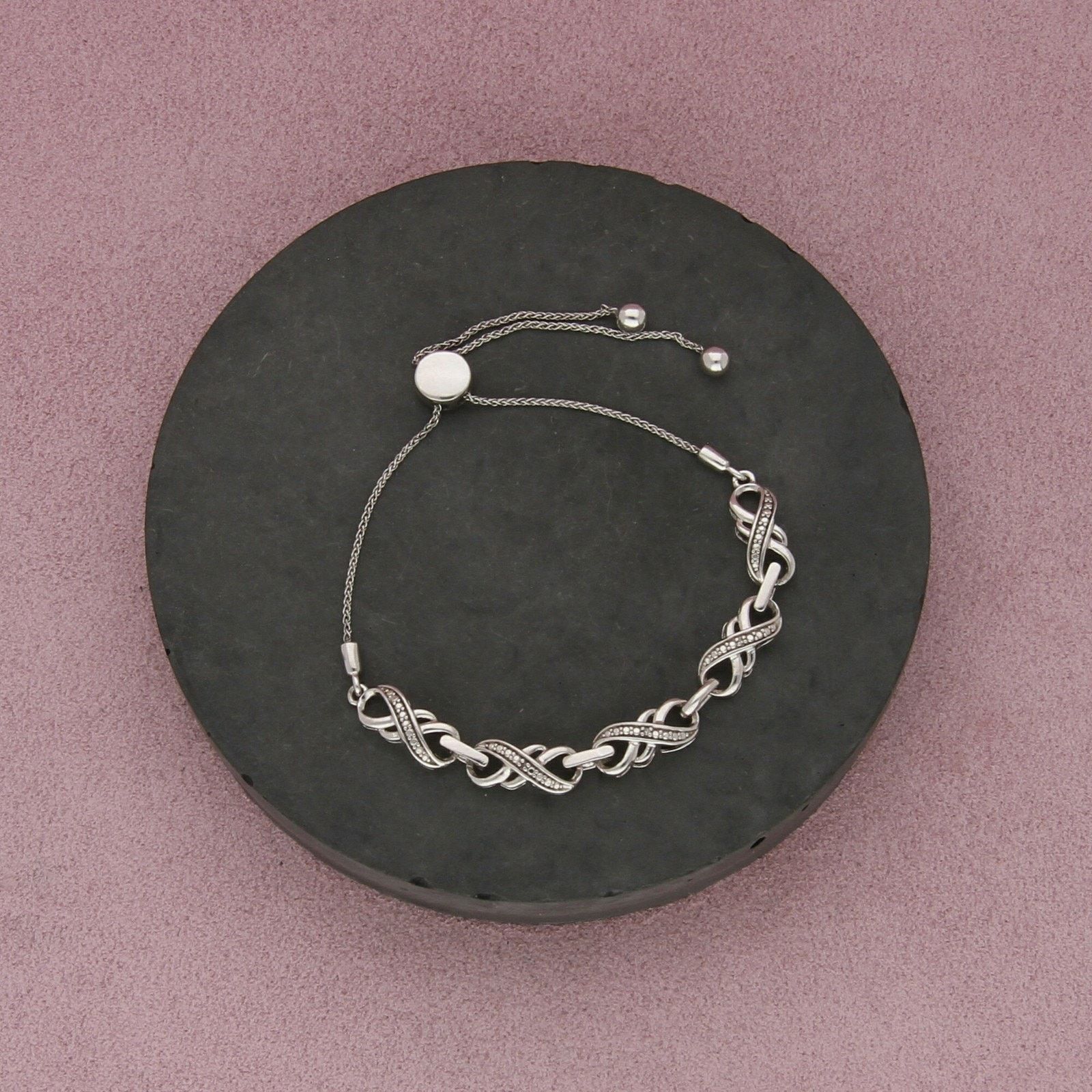 Sterling Silver sterling silver diamond adjustable bolo bracelet size 6.25in Size ONE SIZE - 1 Thumbnail
