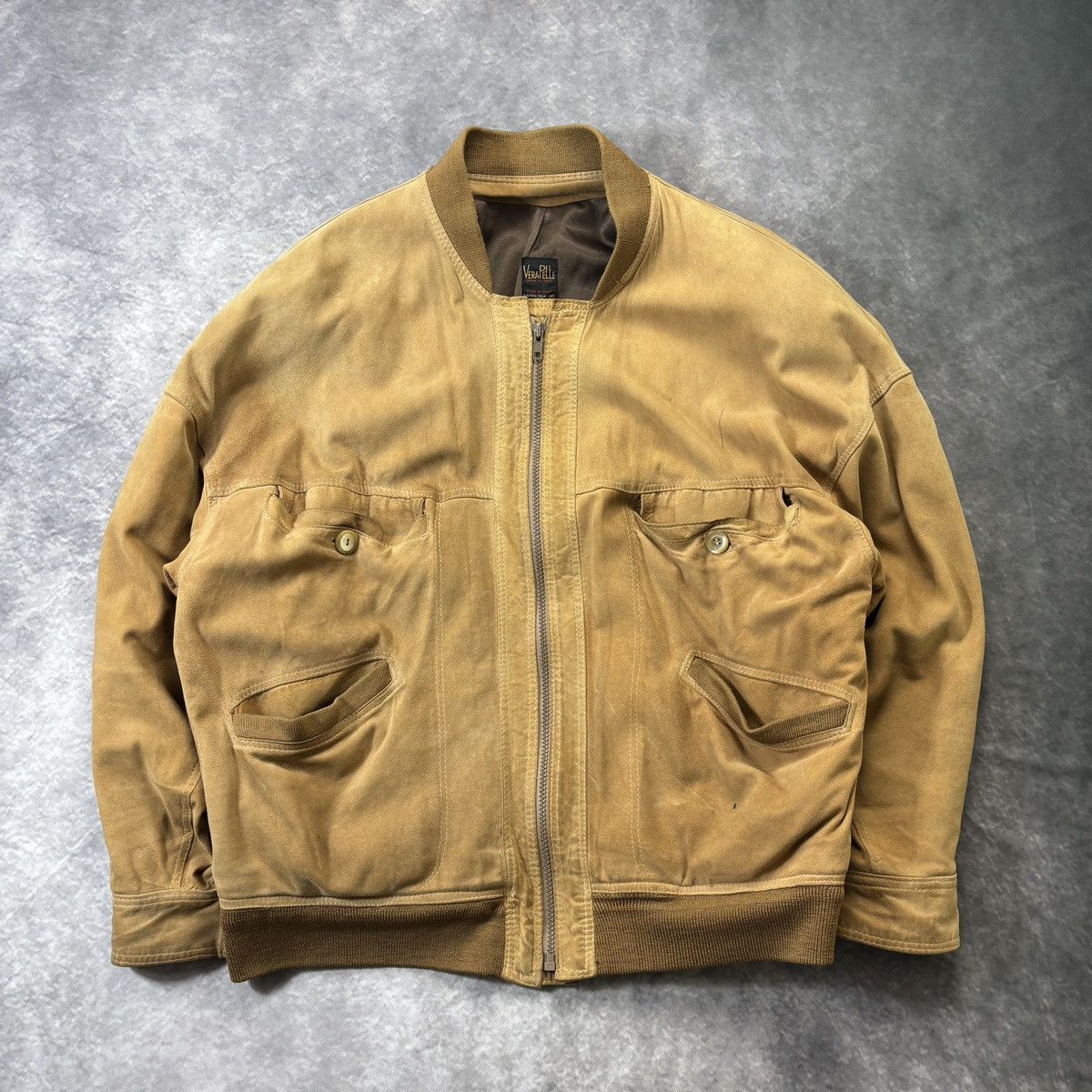 Vera Pelle × Vintage Vintage Suede Bomber Jacket Made in Italy Relaxed Fit 1970s Size US M / EU 48-50 / 2 - 2 Thumbnail