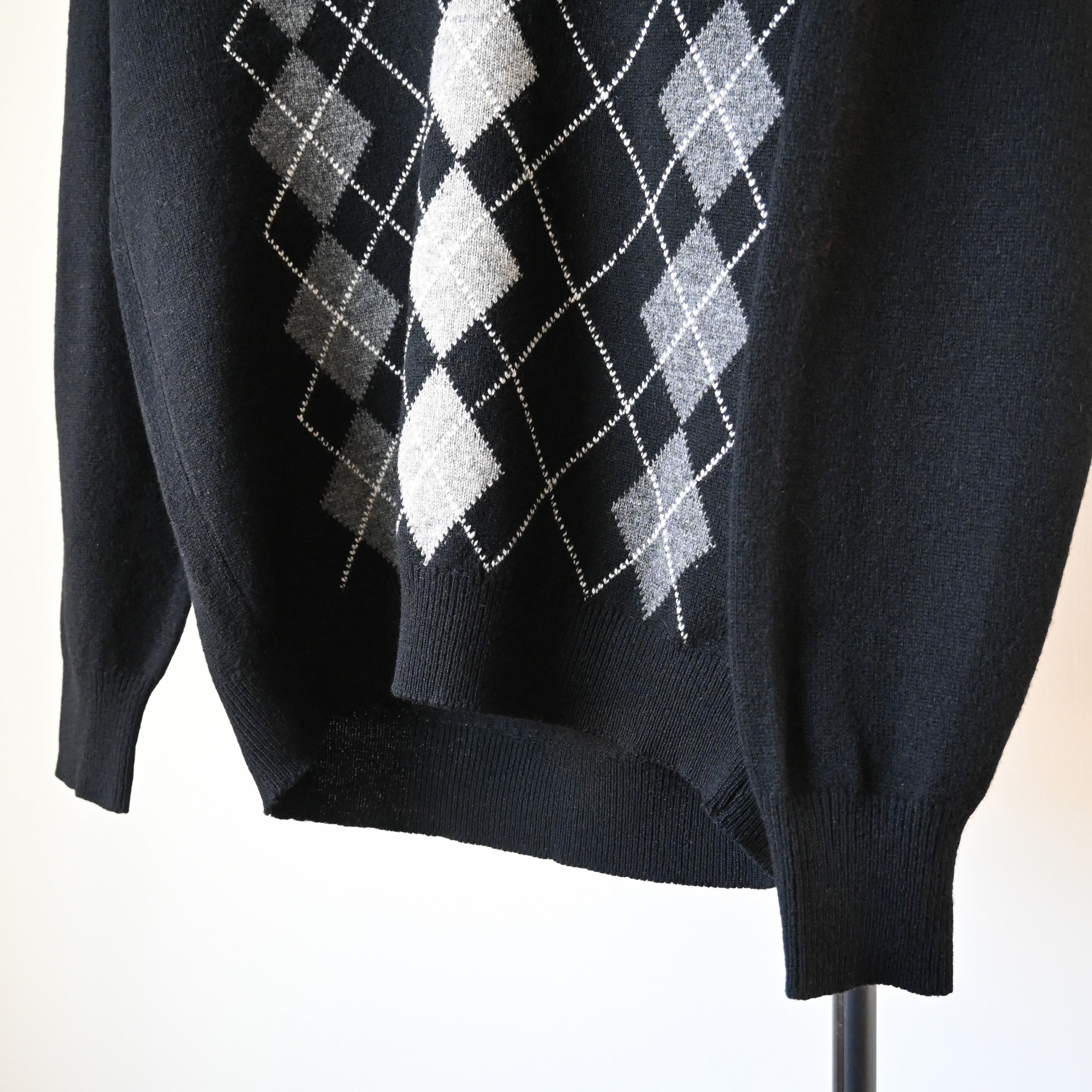 Lyle & Scott VTG Lyle&Scott monochrome argyle sweater, made in Scotland Size US M / EU 48-50 / 2 - 9 Thumbnail