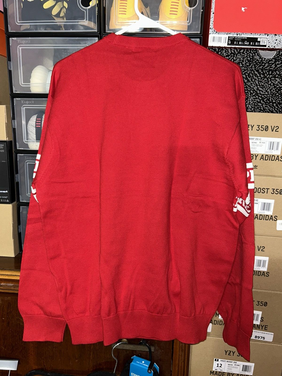 Supreme SUPREME LOGO STRIPE KNIT TOP RED FW19 LARGE BRAND NEW Size US L / EU 52-54 / 3 - 4 Thumbnail