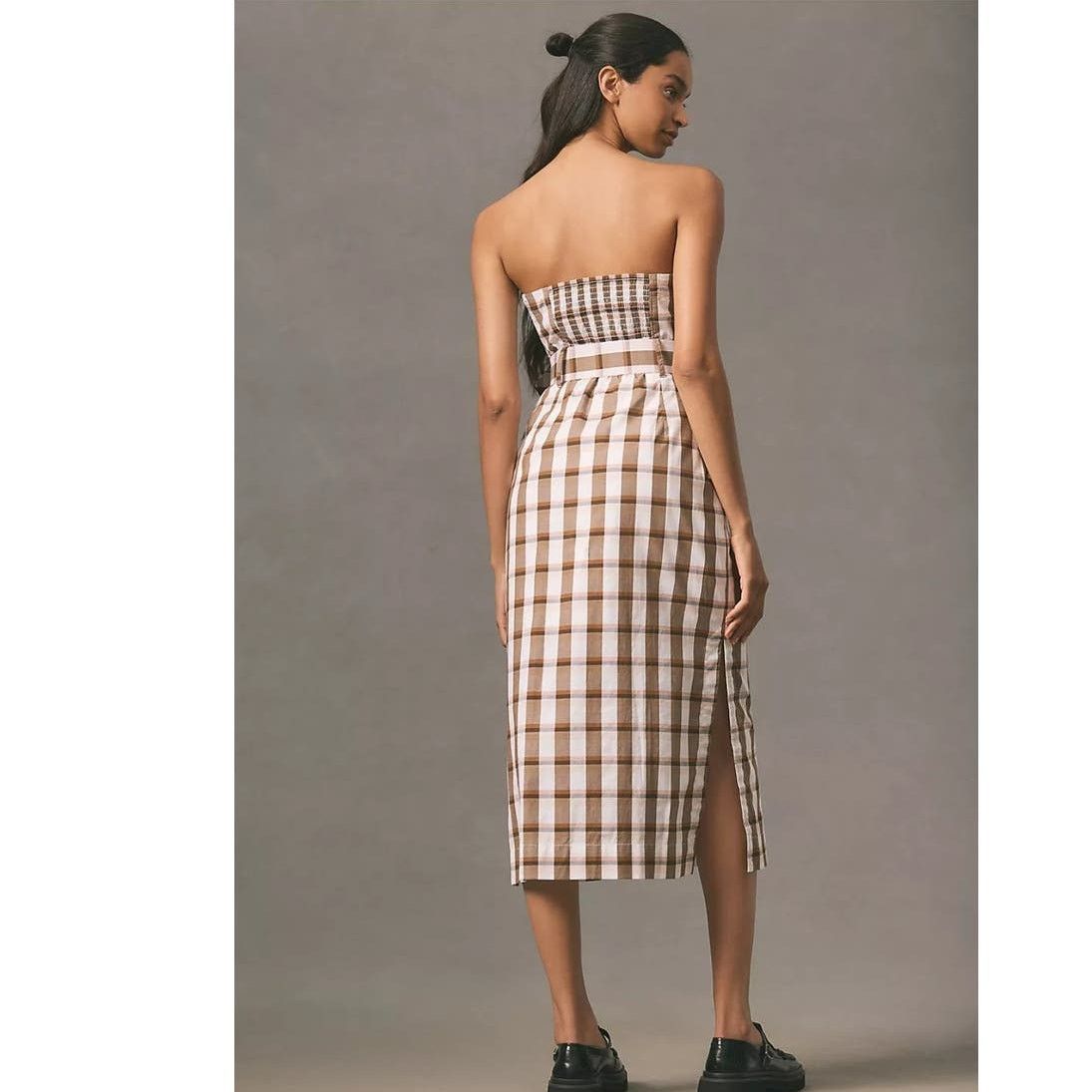 Anthropologie New Anthropologie Maeve Belted Square-Neck Plaid Dress $170 Size L / US 10 / IT 46 - 3 Thumbnail