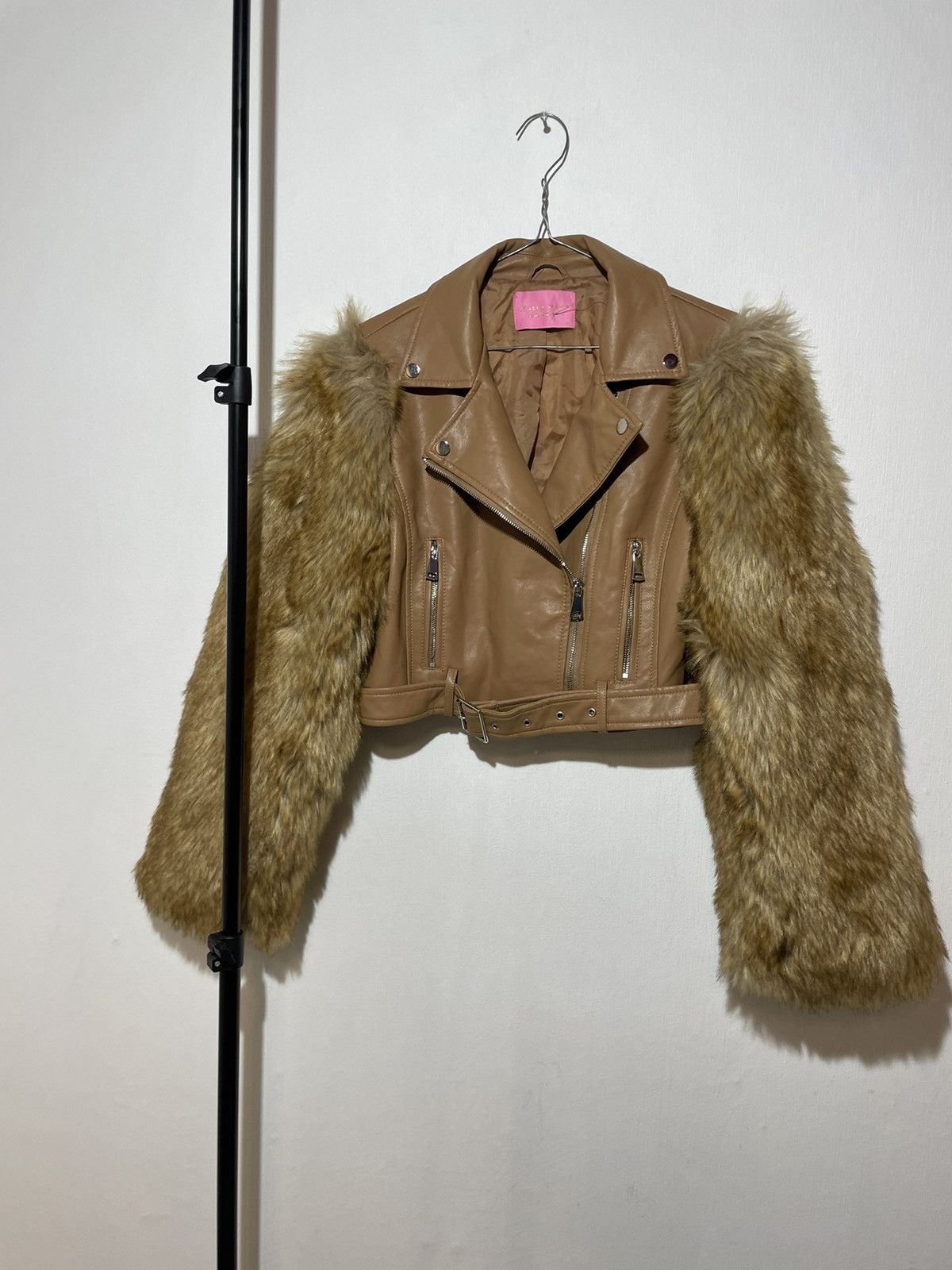 Vintage AZALEA WANG NOLLIE FAUX FUR ARMS MOTO JACKET Size M / US 6-8 / IT 42-44 - 2 Thumbnail