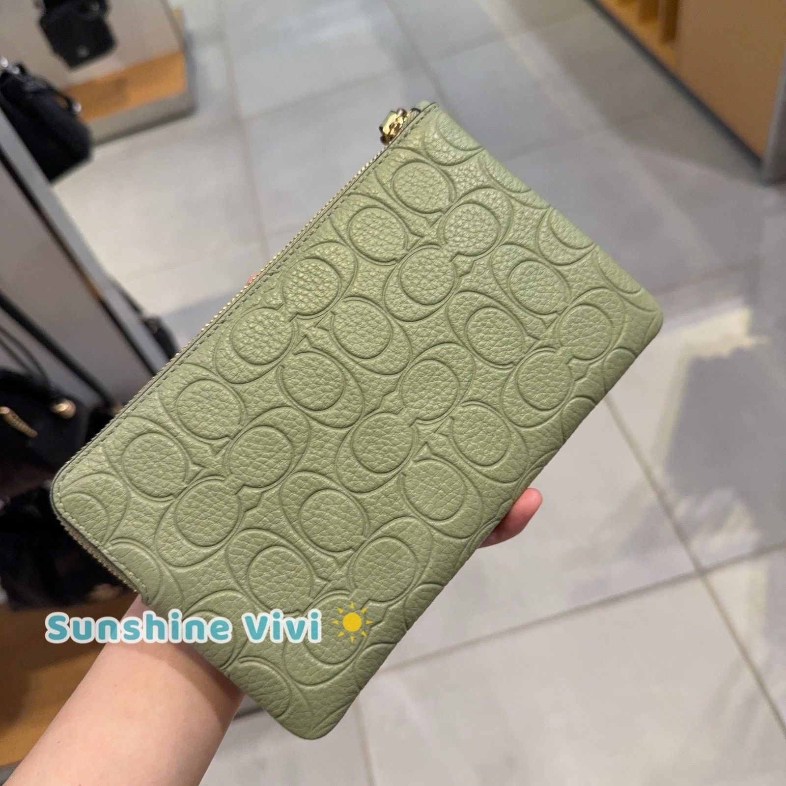 Coach NWT Coach Large Corner Zip Wristlet Pistachio leather CEF70 Size ONE SIZE - 5 Thumbnail