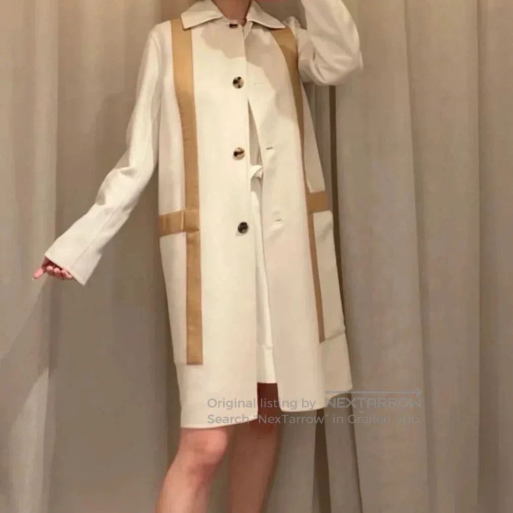 Hermes Hermes Beige Leather Trim Cashmere Coat. Size US XS / EU 42 / 0 - 3 Thumbnail