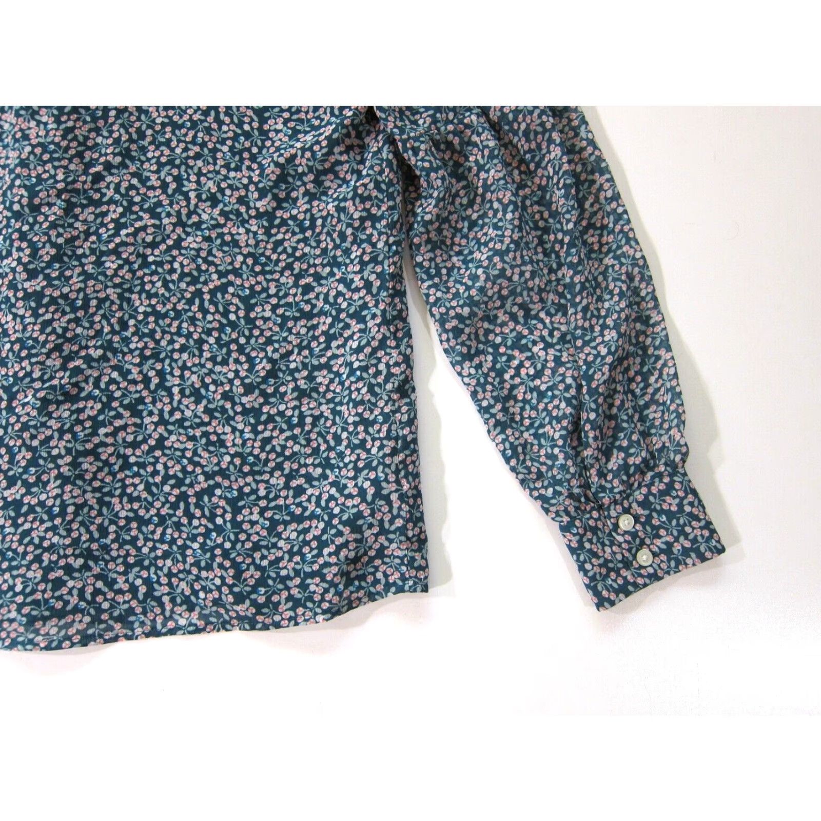 Ann Taylor VINTAGE Ann Taylor Loft Green Pink Floral Button Down Long Sleeve Blouse XS P Size XS / US 0-2 / IT 36-38 - 5 Thumbnail