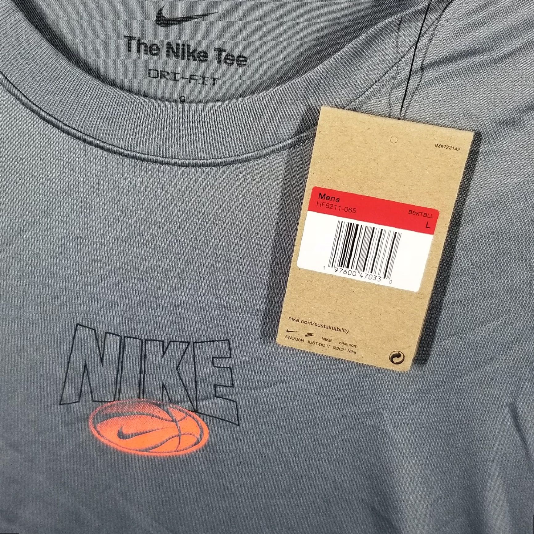Nike Nike Dri-FIT Basketball T-Shirt Men Large Gray Activewear Crew Neck Pullover Regular Fit Size US L / EU 52-54 / 3 - 3 Thumbnail