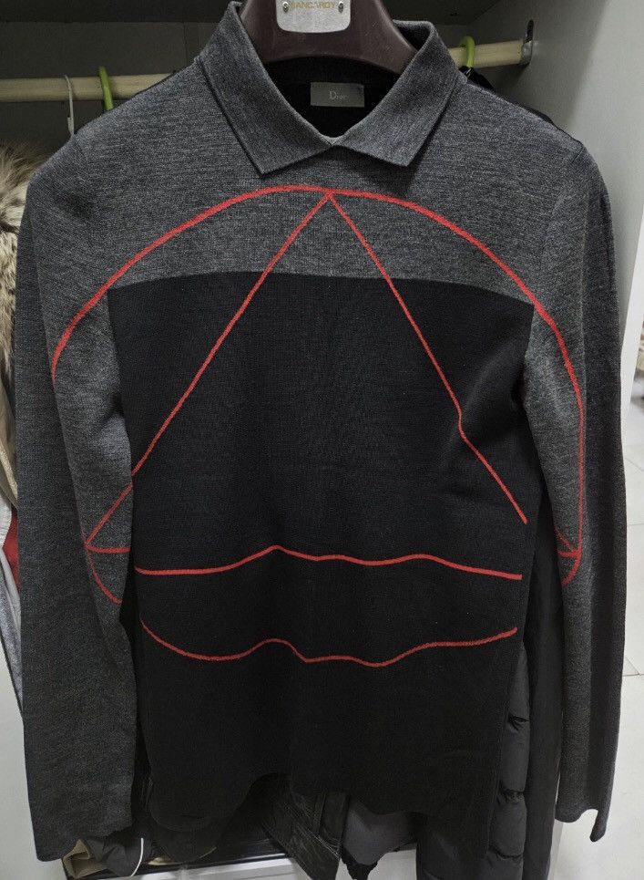 Dior Dior Dark gray wool lapel long-sleeved sweater 2501-Nextarr Size US M / EU 48-50 / 2 - 1 Thumbnail