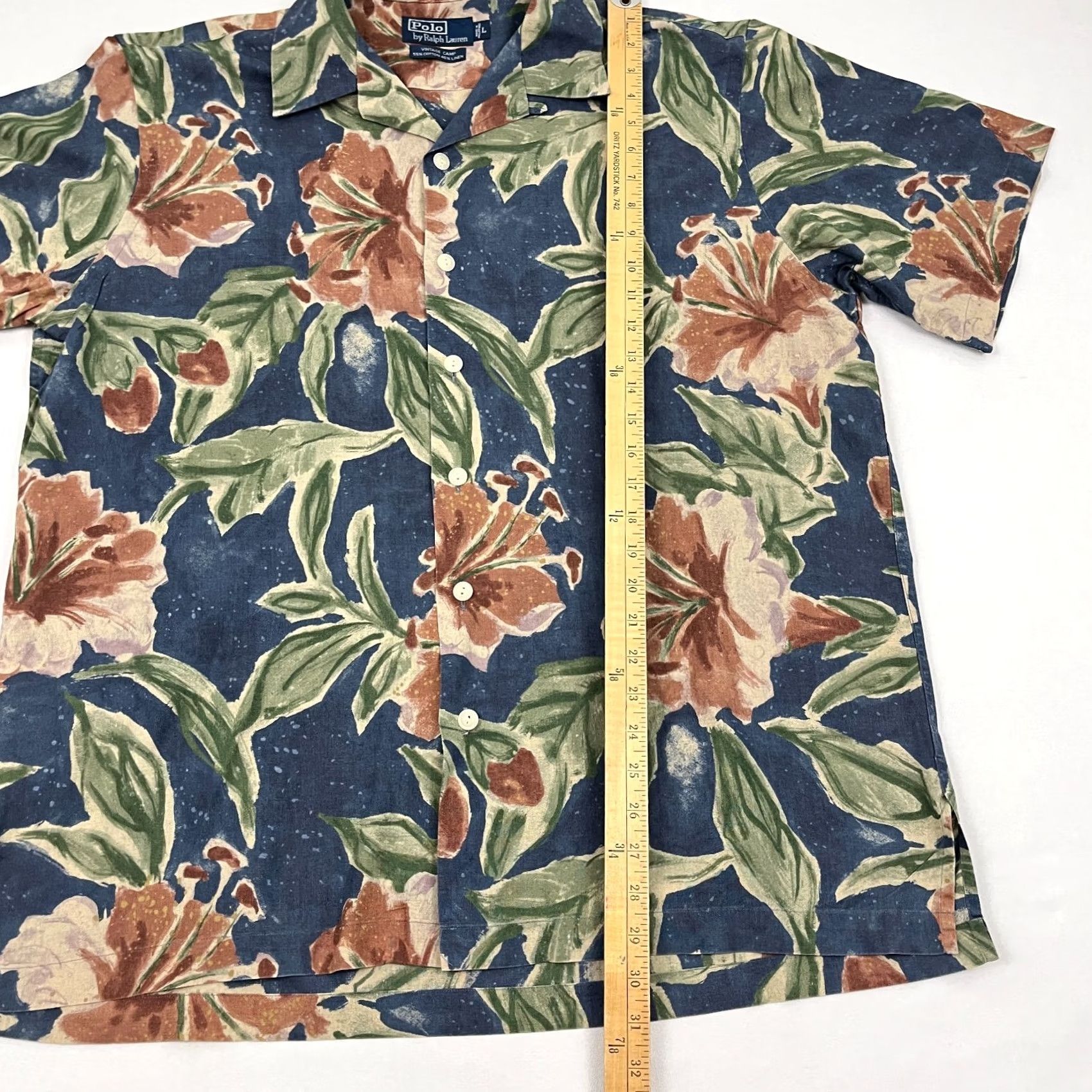Polo Ralph Lauren Polo Ralph Lauren Vintage Camp Shirt Mens L Linen Blend Blue Floral Hawaiian Y2K Size US L / EU 52-54 / 3 - 4 Thumbnail