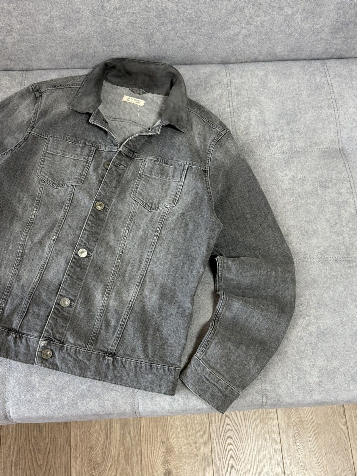 Allsaints × Designer Vintage AllSaints denim suede Y2K jeans jacket size L Size US L / EU 52-54 / 3 - 4 Thumbnail