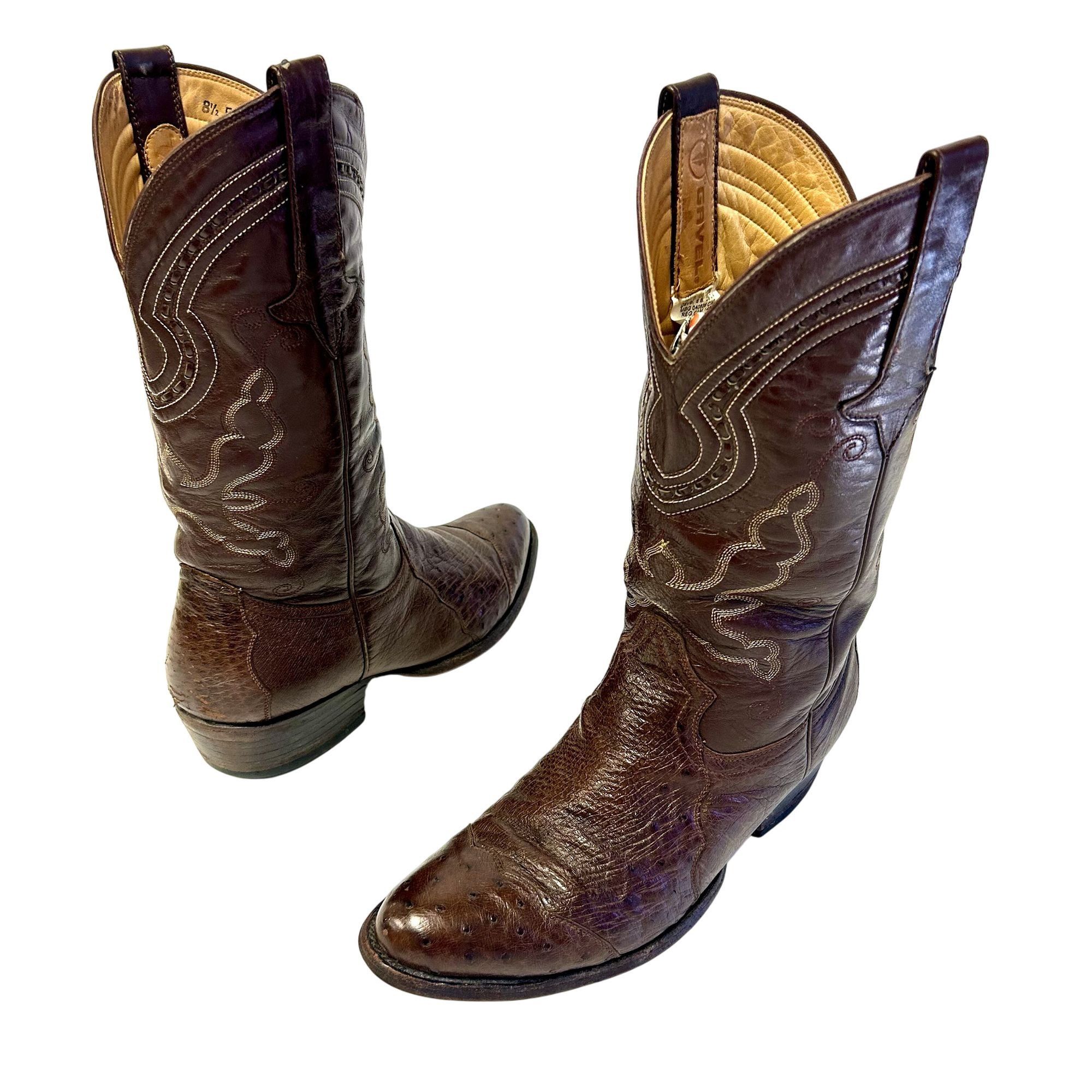 Other Vtg Gavel OSTRICH QUILL Skin Cowboy Western Rodeo Boots Size US 8.5 / EU 41-42 - 2 Thumbnail