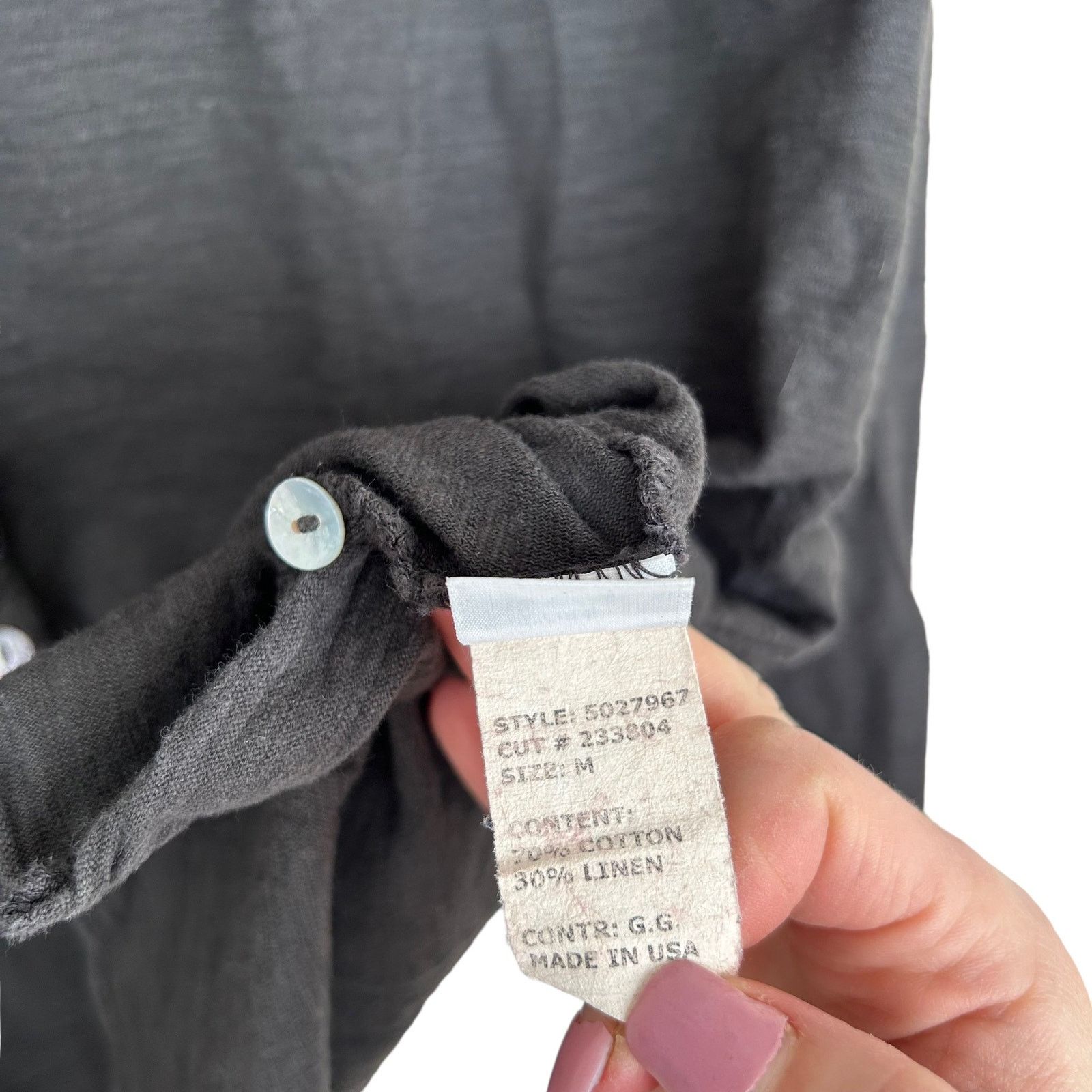 Other Cut Loose Gray Linen Blend Button Front Long Sleeve Shirt M Size M / US 6-8 / IT 42-44 - 3 Thumbnail