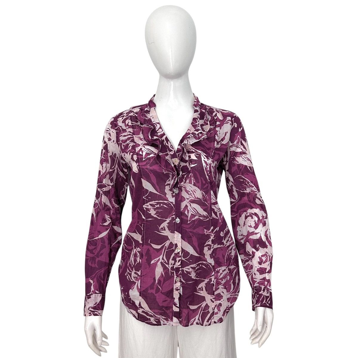 Vintage Vintage Y2k New York & Company Ruffle Button Up Shirt Size M / US 6-8 / IT 42-44 - 1 Thumbnail