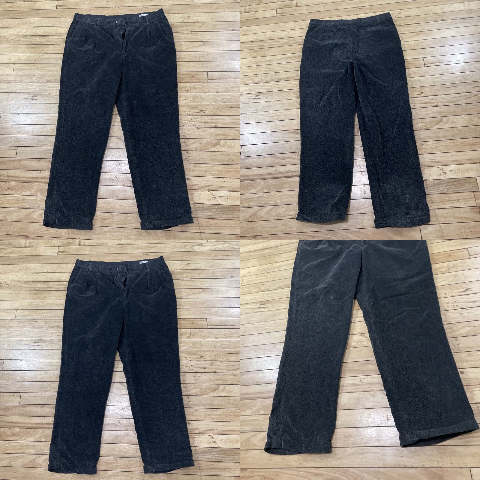 Vintage VINTAGE LINEA NATURALE Pleated Corduroy Pants Men 36x32 Charcoal Gray 90s Wale Jeans Pants Mens Size US 36 / EU 52 - 9 Thumbnail