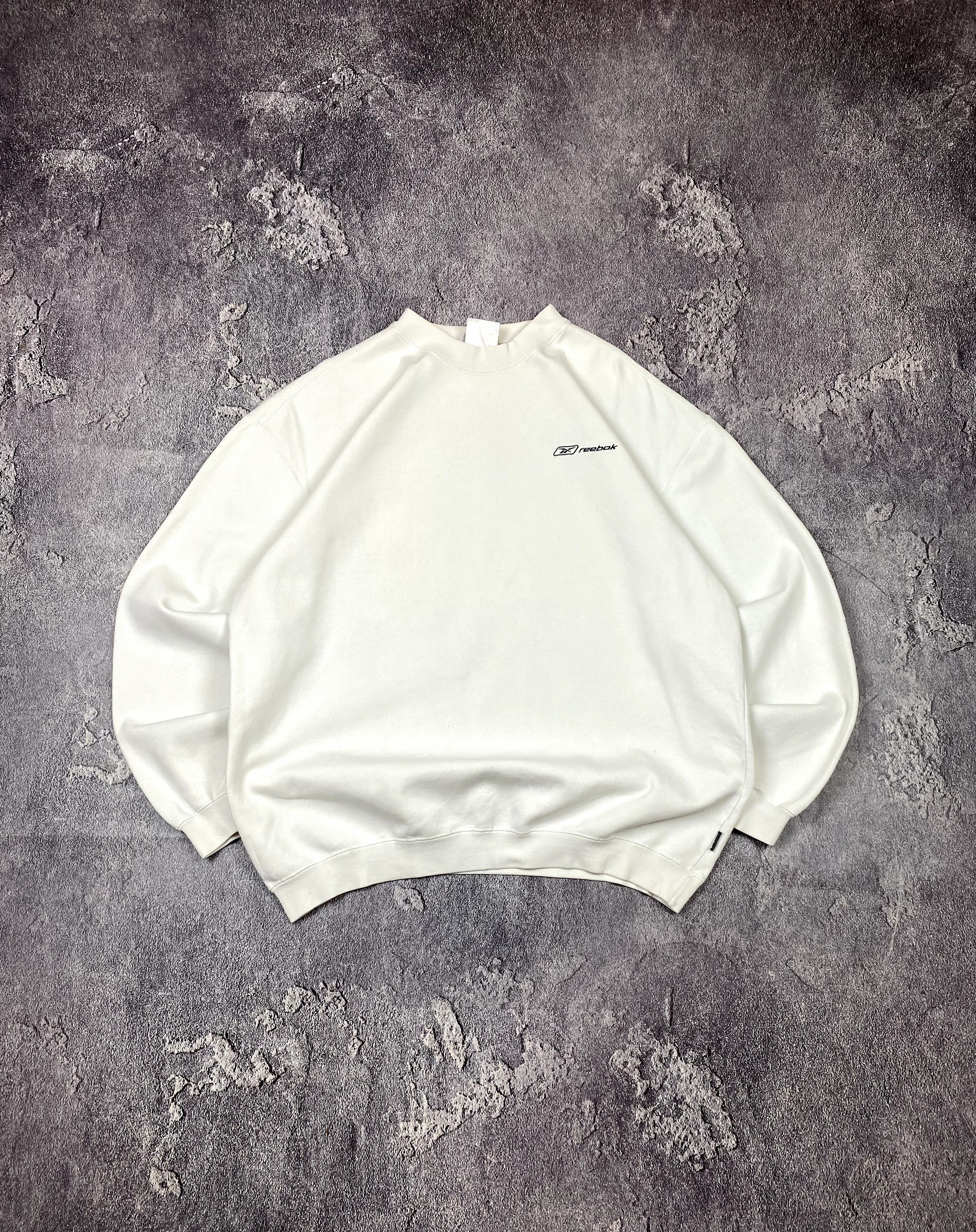 Reebok × Vintage VTG 00s Reebok Boxy Fit White Mini Logo Sweatshirt Retro Y2K Size US L / EU 52-54 / 3 - 1 Thumbnail