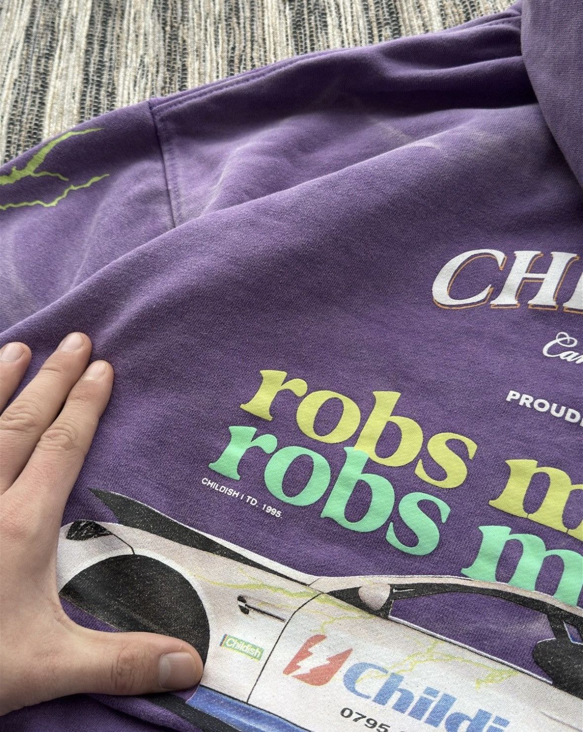 Vintage Vintage Childish Robs Motors 1995 purple Racing hoodie Size US M / EU 48-50 / 2 - 5 Thumbnail