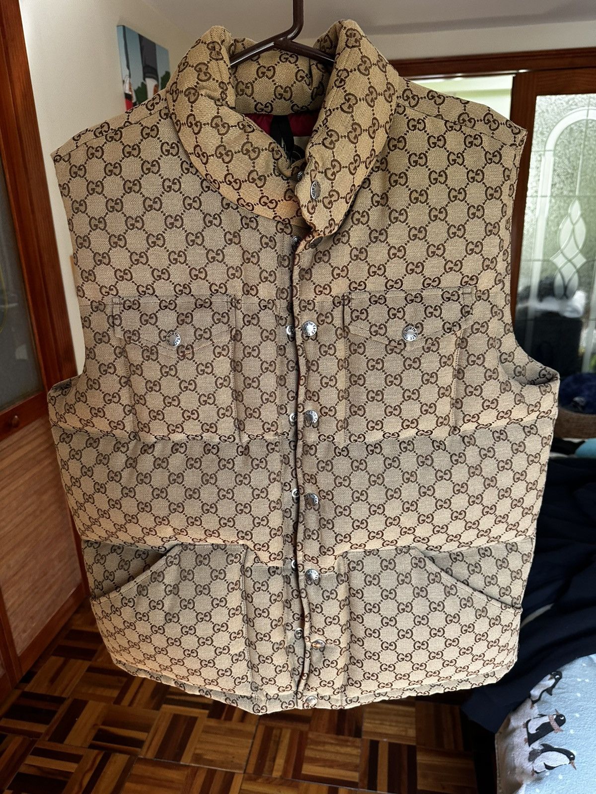 Gucci × The North Face Gucci x The North Face GG Monogram Down Vest Beige Size US M / EU 48-50 / 2 - 2 Thumbnail