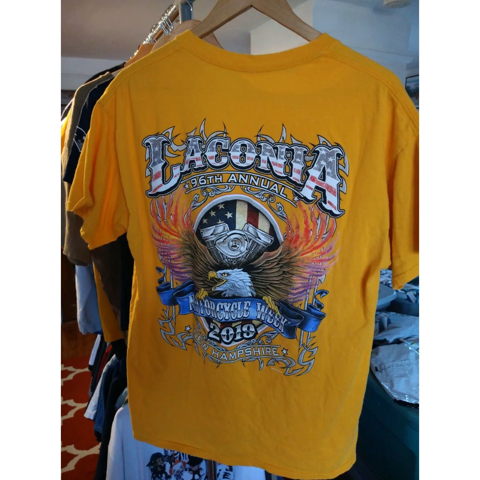 Vintage VINTAGE Laconia Motorcycle Week New Hampshire USA T-Shirt Size L Shirt Men Yellow 90s Theme Motorcycle Size US L / EU 52-54 / 3 - 4 Thumbnail