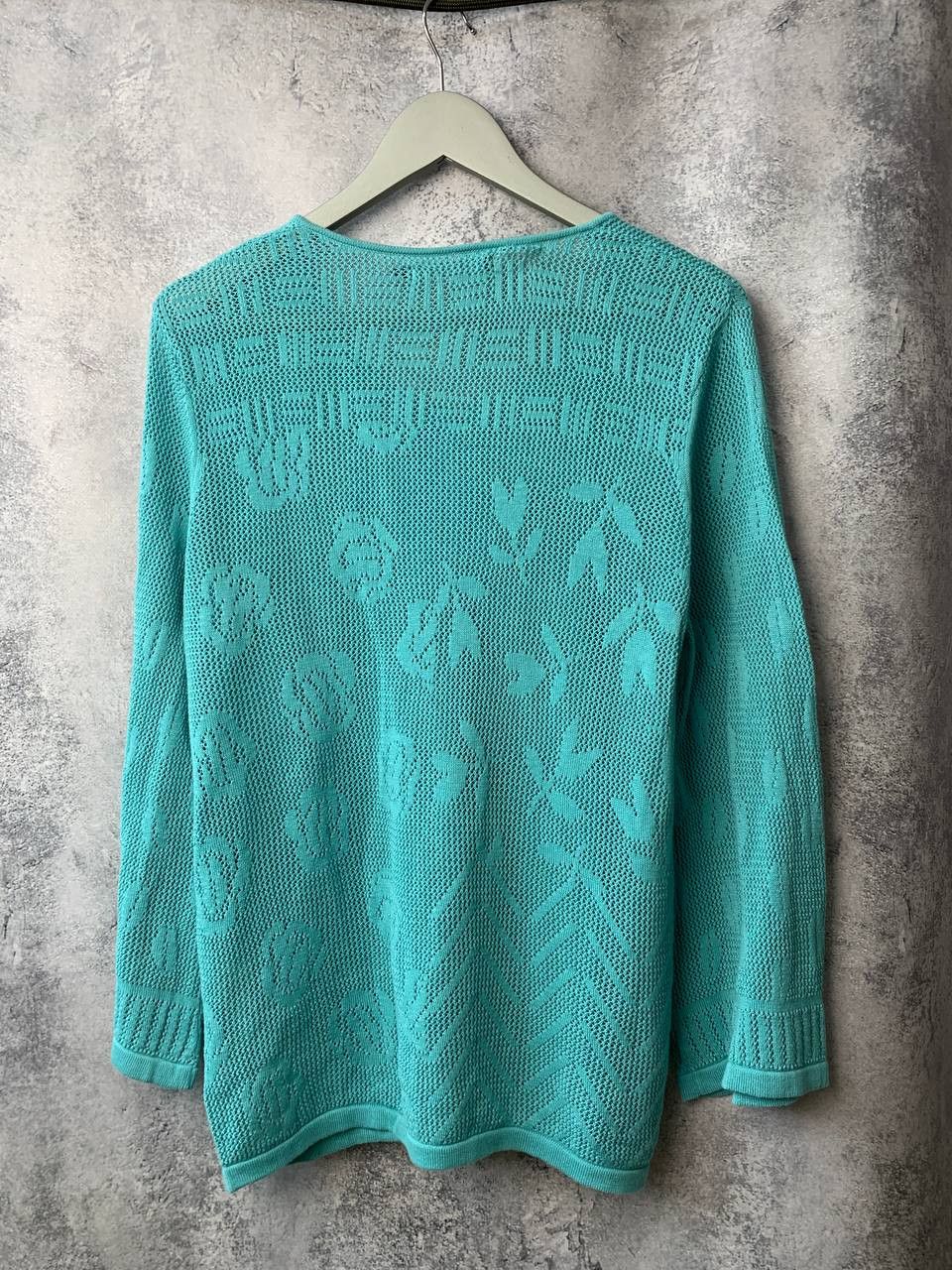 Designer Gudrun Sjoden Green Cotton Pointelle Knit Cardigan Sweater Size M / US 6-8 / IT 42-44 - 2 Thumbnail