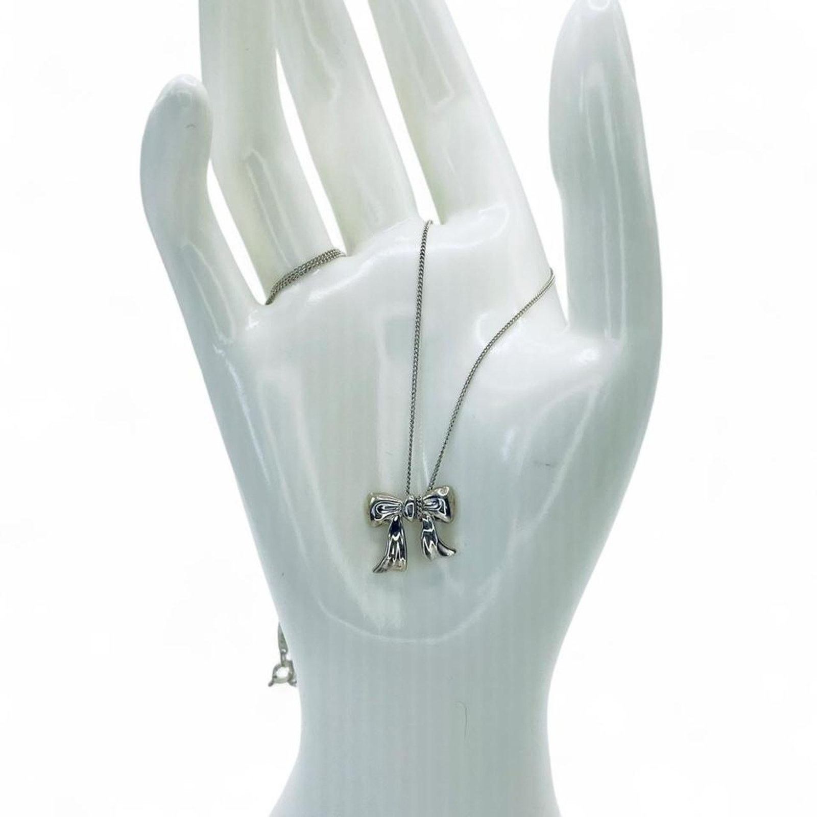 Tiffany & Co. Tiffany & Co. Kawaii Sterling Silver Bow Pendant Necklace Size ONE SIZE - 5 Thumbnail