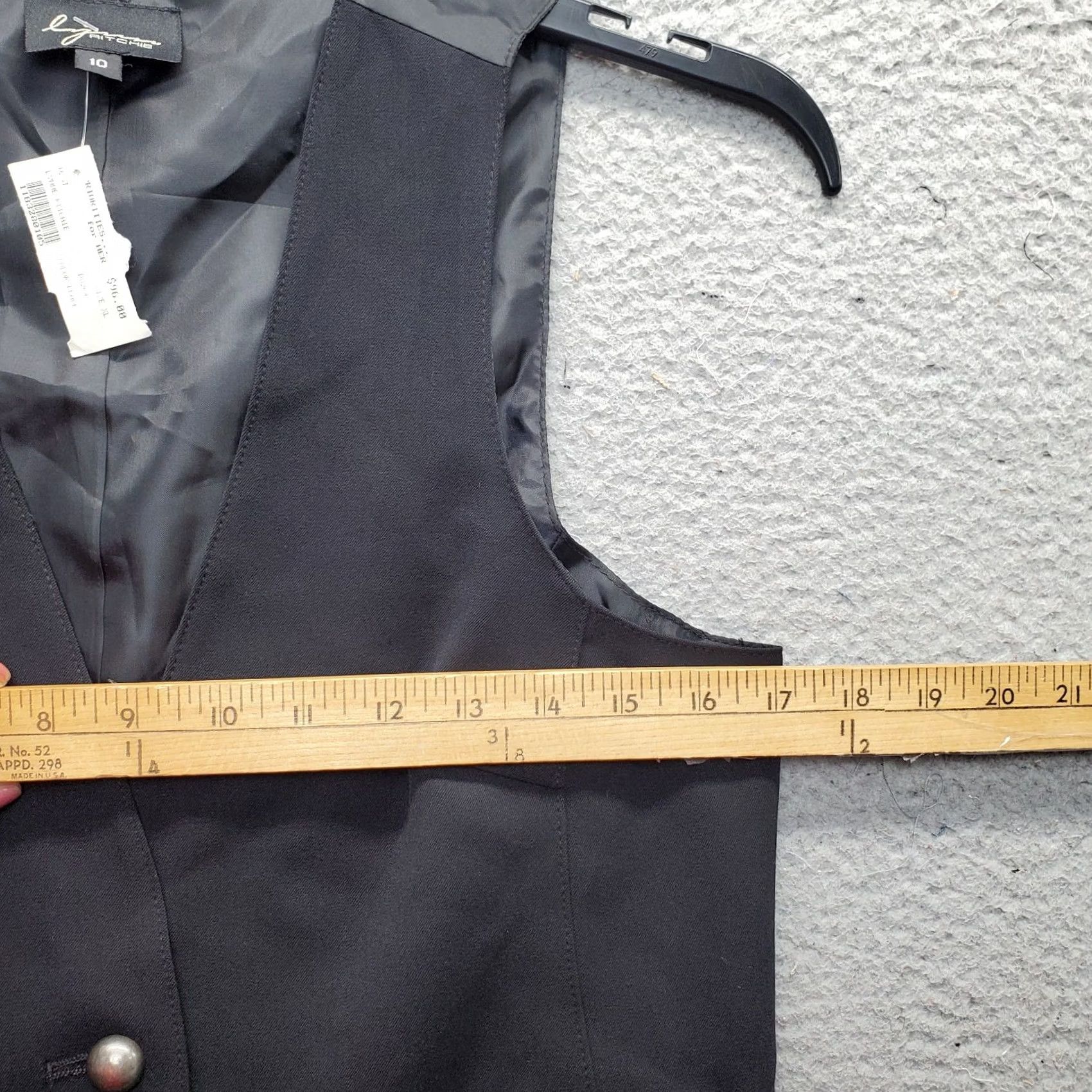 Vintage LYNN RITCHIE Vest Womens 10 Black Lined V Neck Button Front Size L / US 10 / IT 46 - 4 Thumbnail