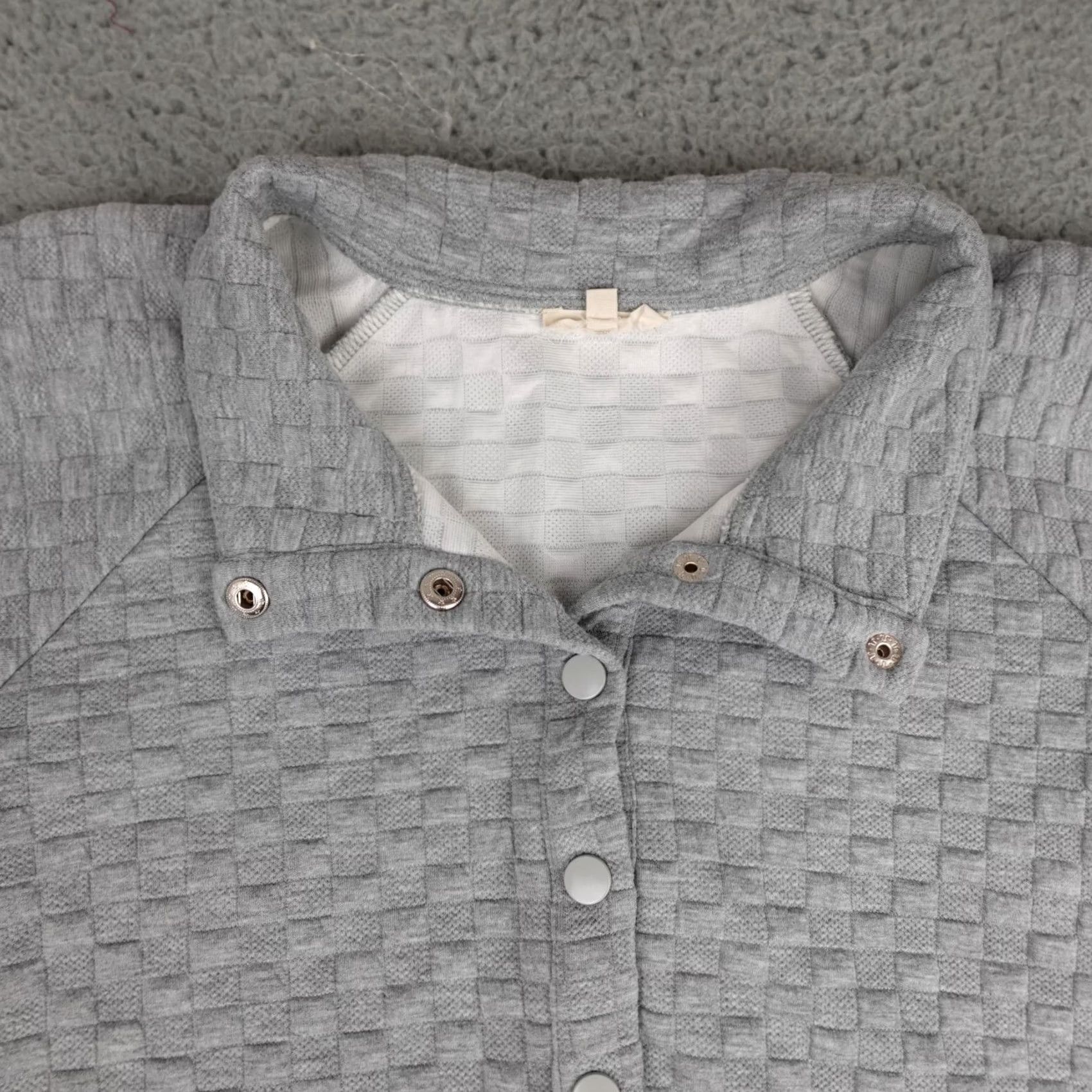 Vintage Main Strip Pajama Set Women's Large Gray Henley Short Sleeve Knit Collared Shirt? Size 36" / US 14 / IT 50 - 4 Thumbnail