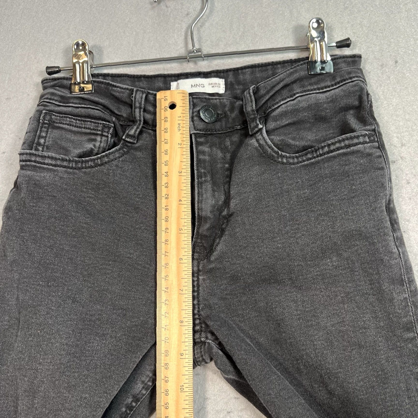 Mango VINTAGE Mango Women’s Jeans XS Black Dark Wash Straight Leg Ankle Slit Cotton Denim Size 26" / US 2 / IT 38 - 7 Thumbnail