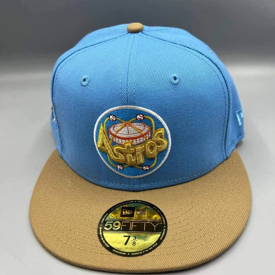 New Era Houston Astros Hat Men 7 3/8 59Fifty New Era MLB Fitted Cap Size ONE SIZE - 3 Thumbnail