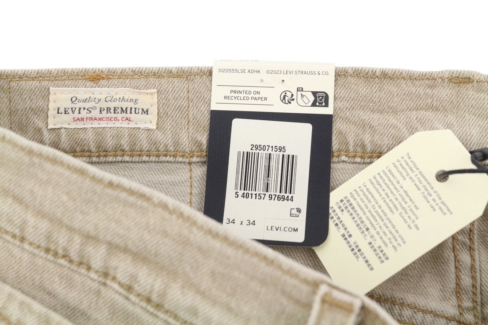 Levi's 502 W34/L34 Beige Big E Taper Zip Jeans 87079 Size US 34 / EU 50 - 10 Thumbnail
