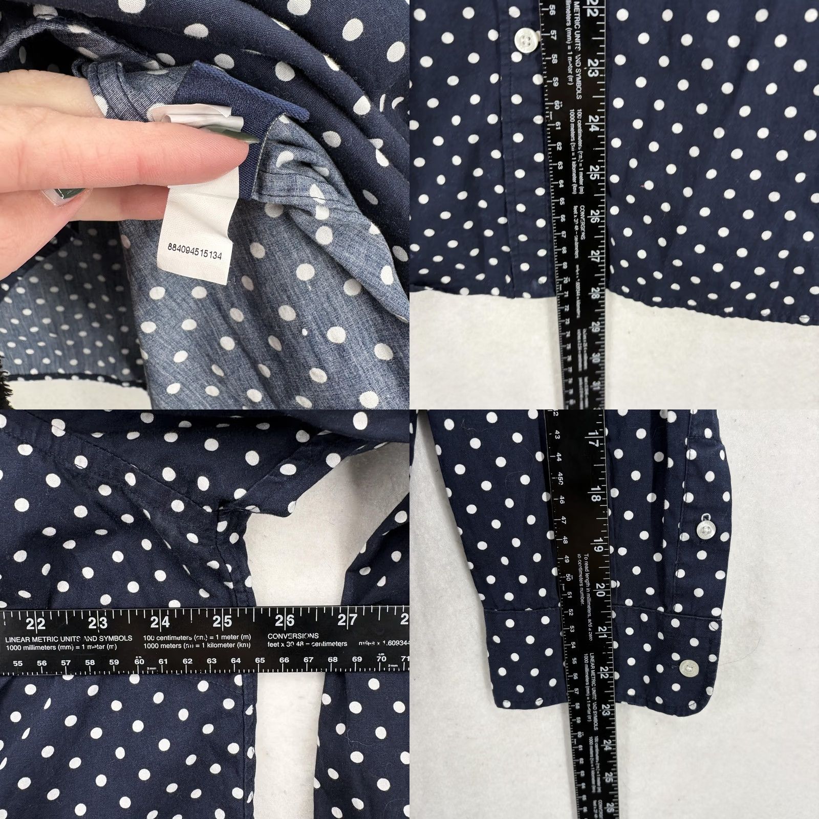 Chaps Chaps Shirt Womens 2X Navy White Polka Dot Button Front Long Sleeve Cotton Size XXL / US 16-18 / IT 52-54 - 8 Thumbnail