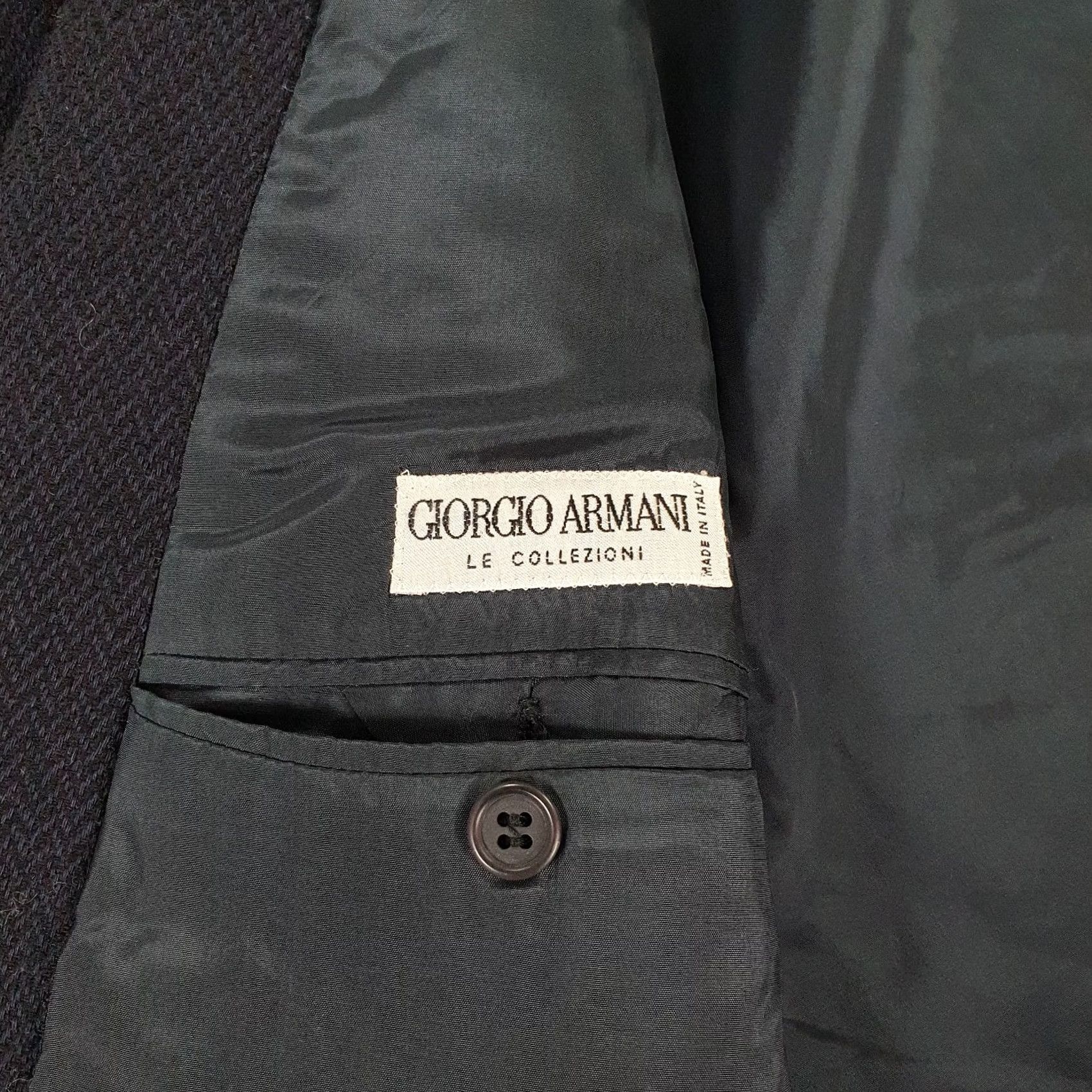 Giorgio Armani Giorgio Armani Collezioni Mens Blazer Navy Blue 44 R Tweed Herringbone Jacket Size 44R - 6 Thumbnail